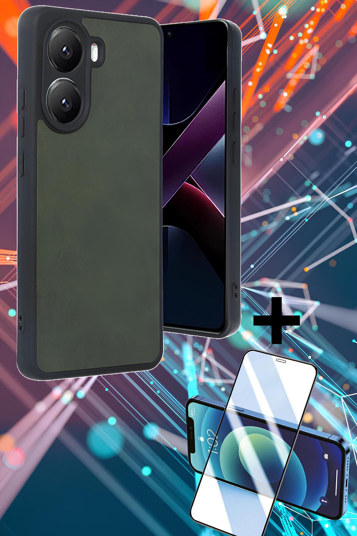 Hatreds Xiaomi Poco X7 Pro Kılıf Derili Tasarım Kamera Koruma Çıkıntılı Renkli Kapak + Ekran Koruyucu