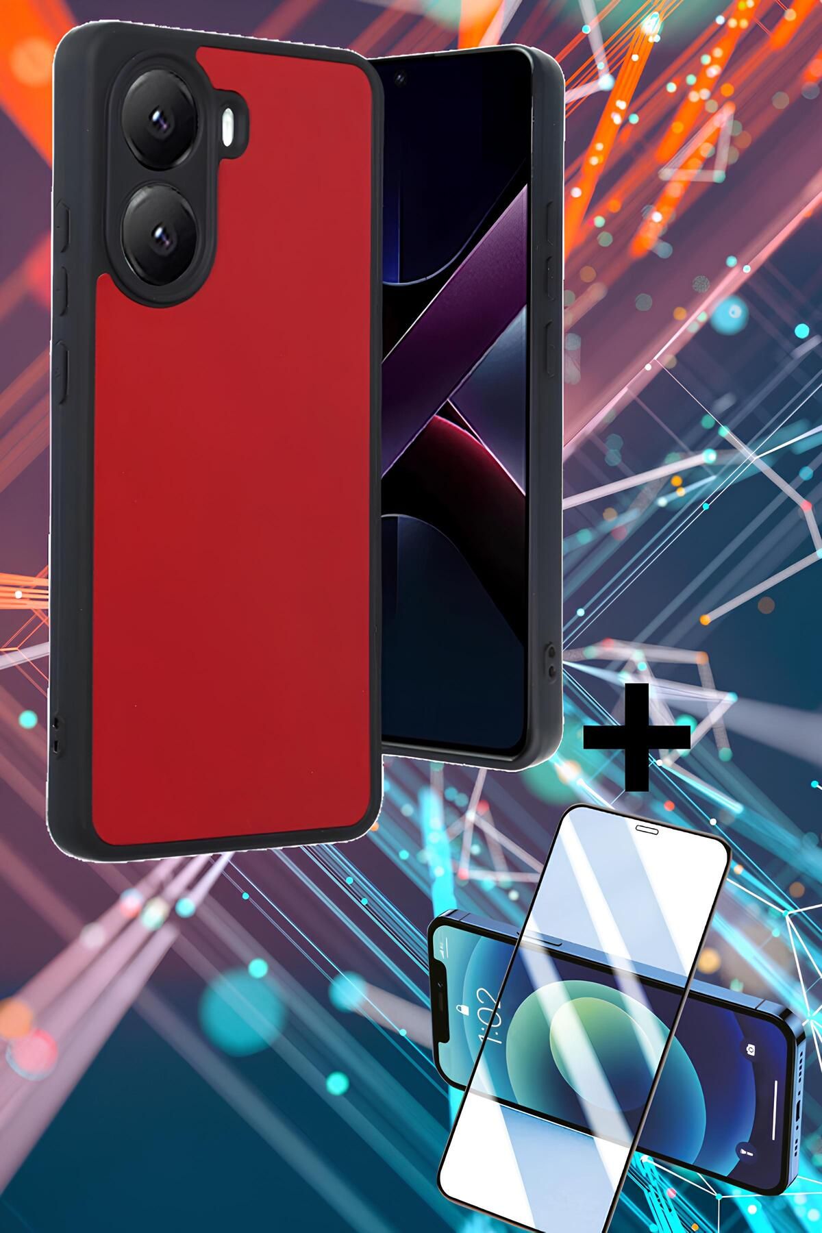 Hatreds Xiaomi Poco X7 Pro Kılıf Derili Tasarım Kamera Koruma Çıkıntılı Renkli Kapak + Ekran Koruyucu