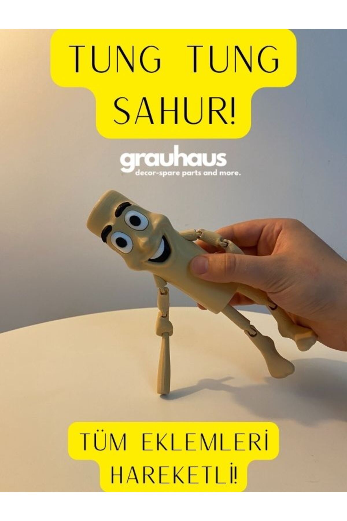 GRAUHAUS Tung Tung Sahur Figürü 20 CM Hareketli Oyuncak Figür