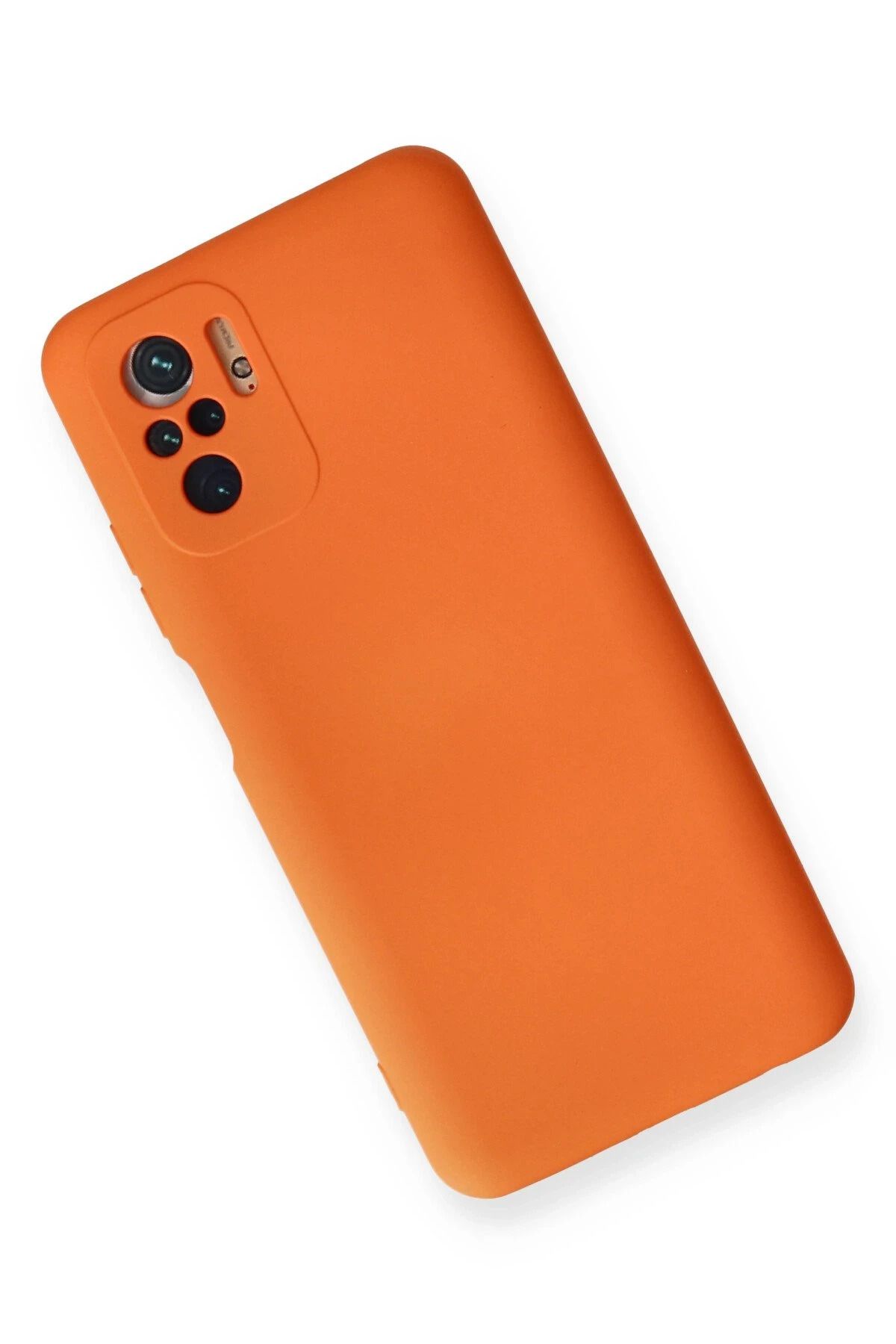 NewFace Xiaomi Redmi Note 10 Uyumlu Kılıf Nano içi Kadife Silikon - Turuncu SVLRS