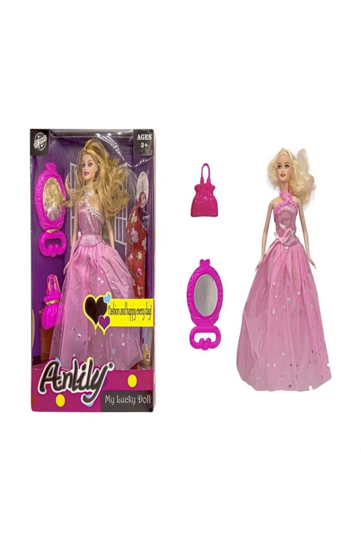 FTT SHOPPING MARKET Oydaş Anlily Aynalı Çantalı Yedek Elbiseli Bebek 02280