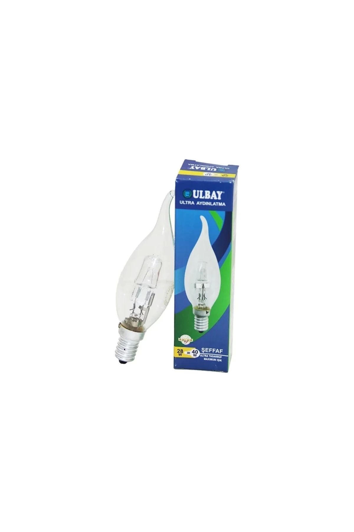 feminight Halojen 28w - E14 Sarı Renk Kıvrık Şeffaf Mum Ampul