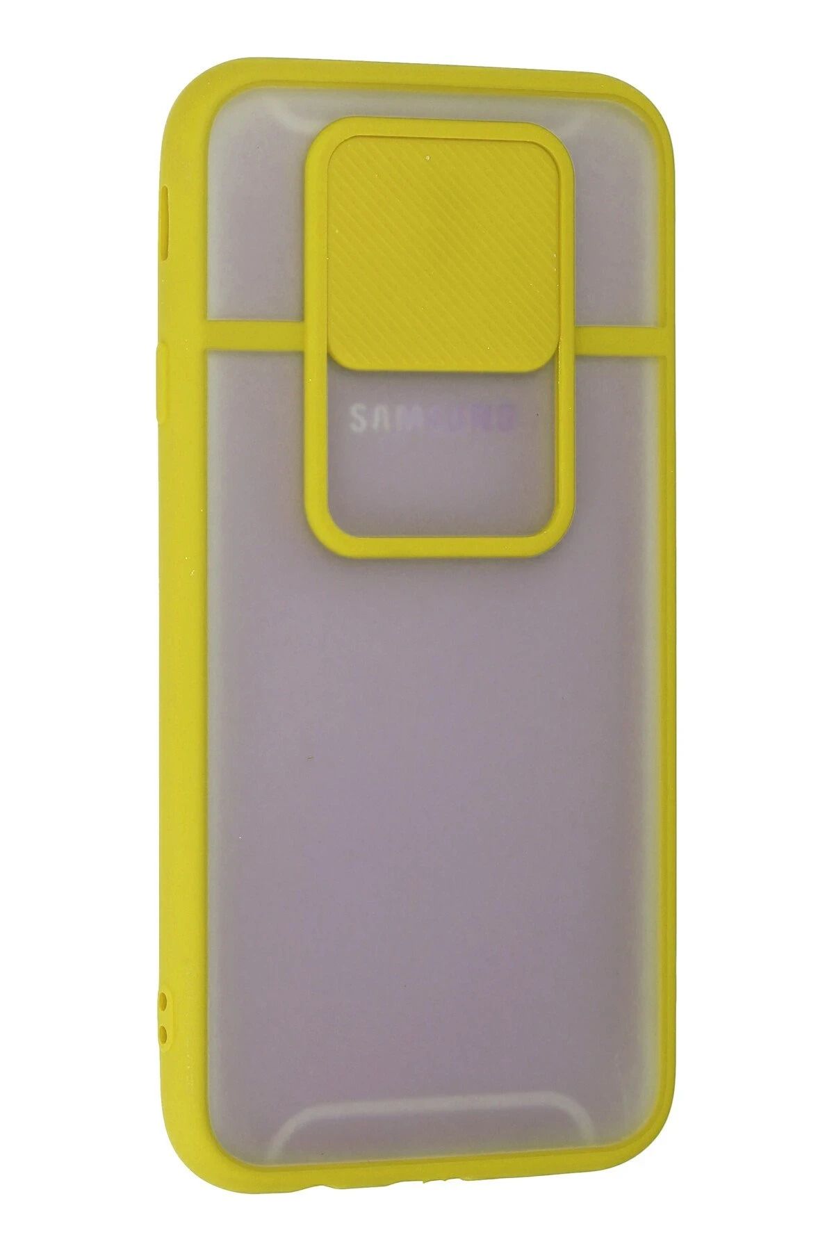 NewFace Samsung Galaxy J7 Pro / J730 Kılıf Palm Buzlu Kamera Sürgülü Silikon - Sarı FLKRY