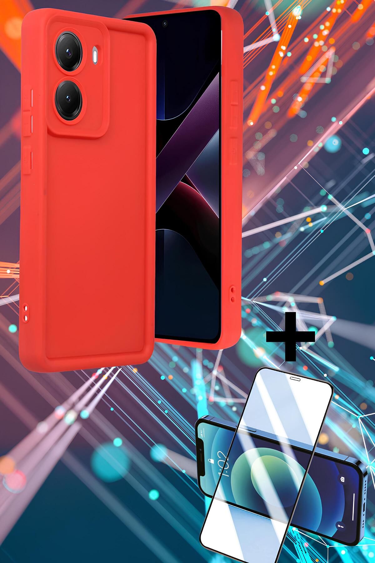 Hatreds Xiaomi Poco X7 Pro Kılıf Kenar Korumalı Kamera Koruma Çıkıntılı Soft Silikon Kapak + Ekran Koruyucu