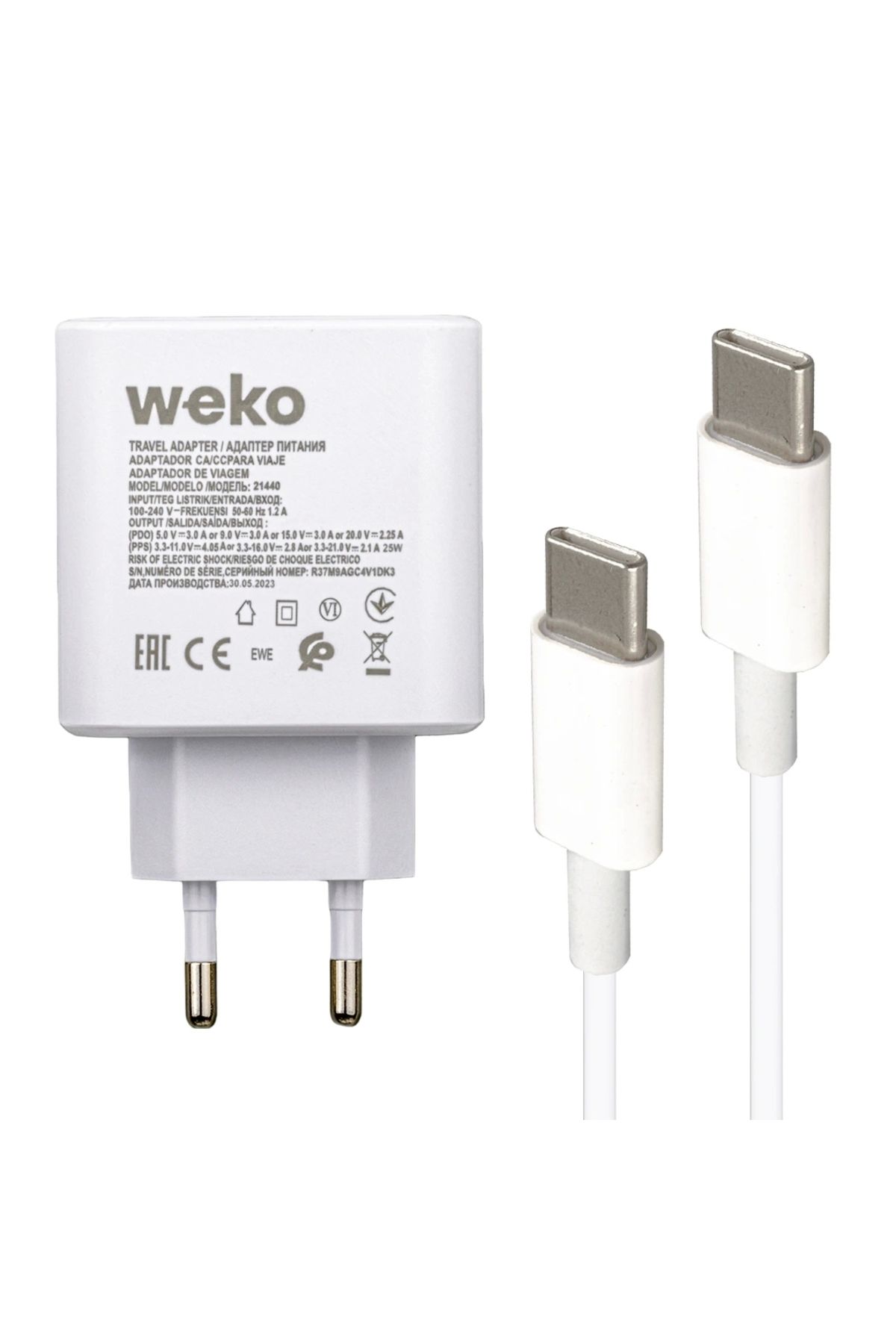 STOREMAX WK-21440 S11-C 25 WATT ŞARJ BAŞLIK ADAPTÖRÜ + TYPE-C TO TYPE-C KABLO (NO:9T) (5047)