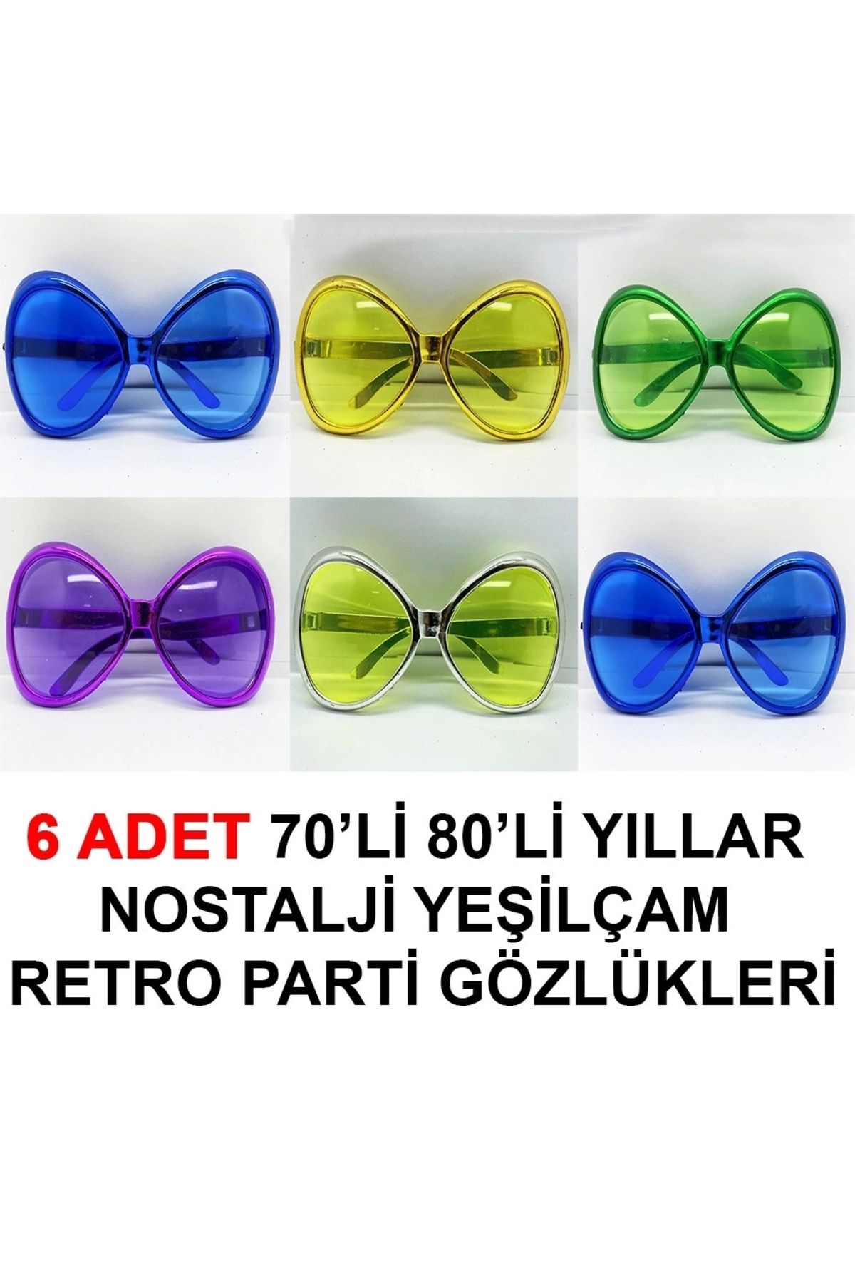 STOREMAX 70li 80li Yıllar Nostalji Yeşilçam Retro Parti Gözlükleri 6 Adet (5047)