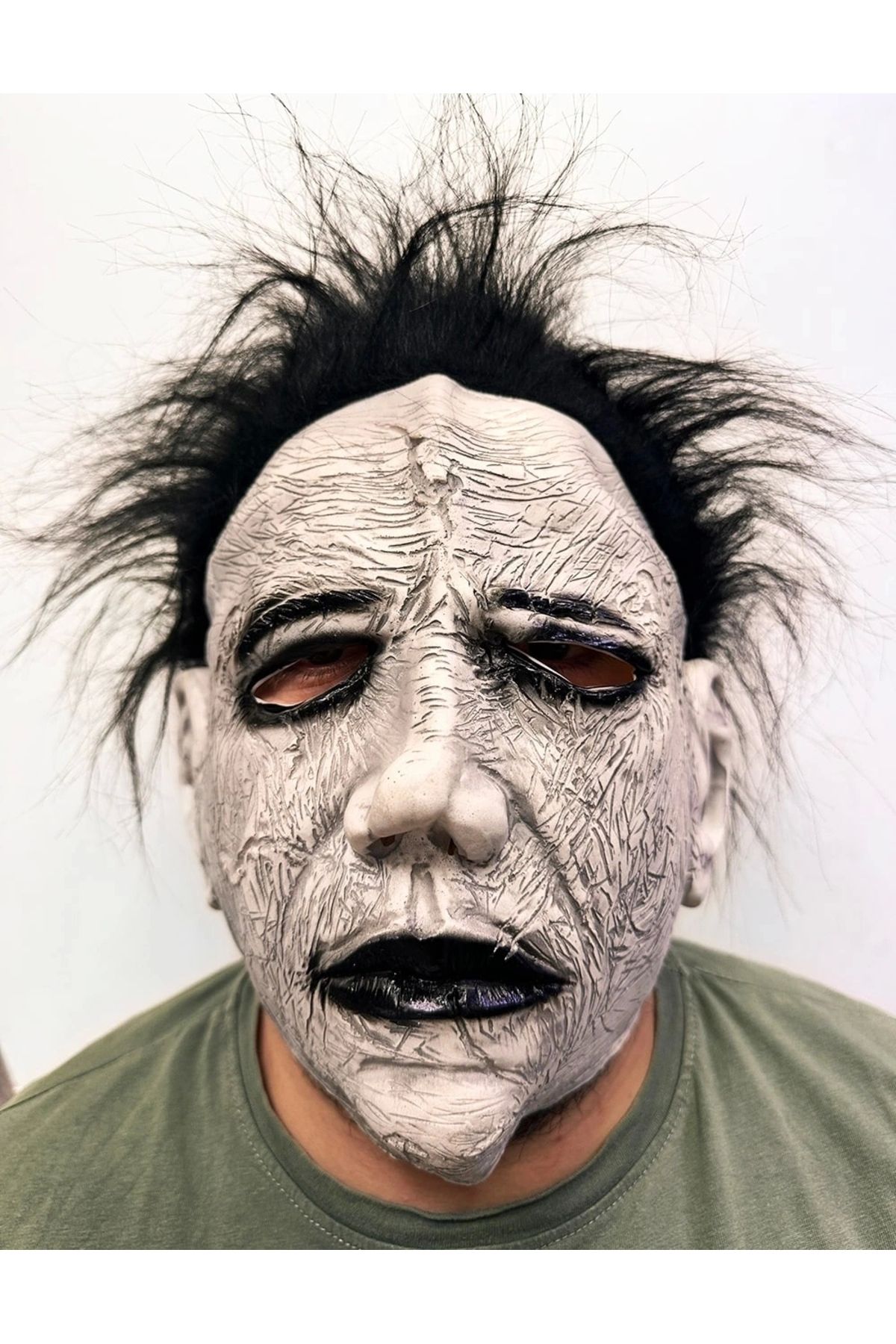 STOREMAX Siyah Saçlı Michael Myers Lateks Yüze Tam Yapışan Et Maske Korku Maskesi (5047)
