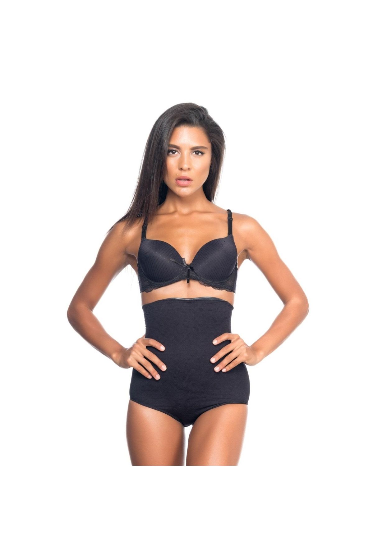 Marsilyan MODLİVE SİYAH MI Emay 2079 Yüksek Bel Desenli Double Slip Korse