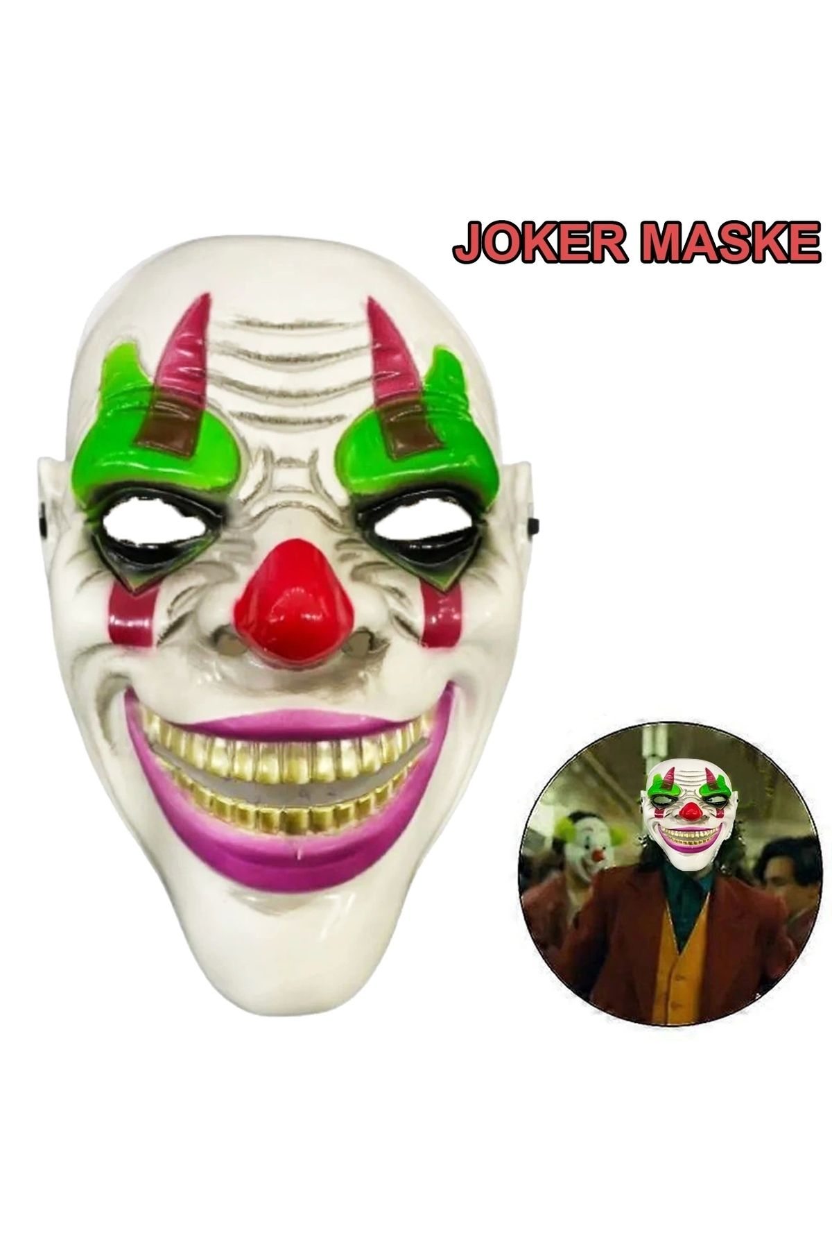 STOREMAX Delirten Gülüş Psikopat Palyaço Temalı Joker Maskesi (5047)