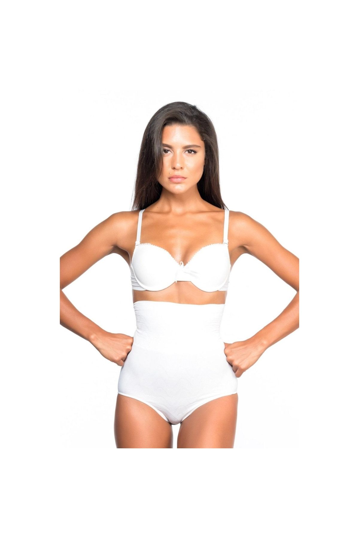 Marsilyan MODLİVE BEYAZ MI Emay 2079 Yüksek Bel Desenli Double Slip Korse
