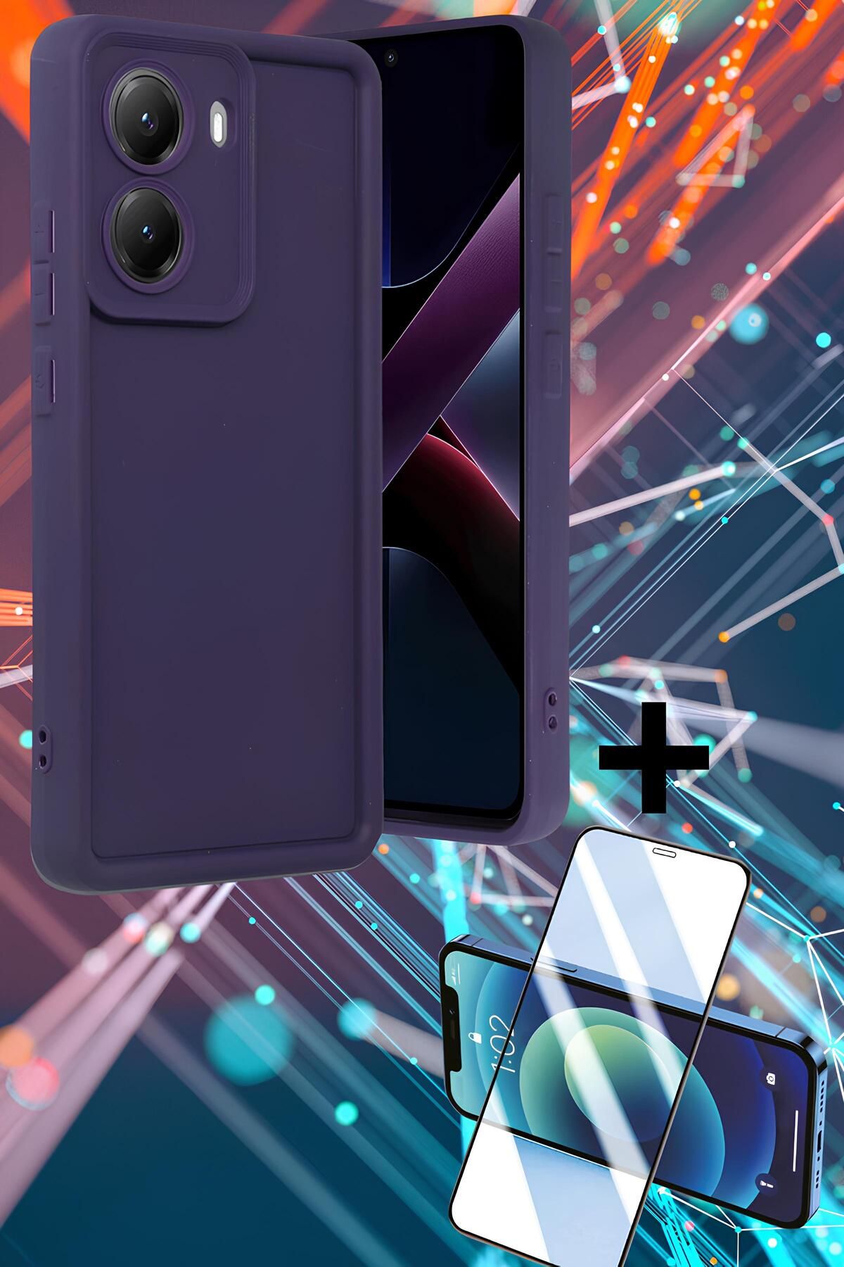 Hatreds Xiaomi Poco X7 Pro Kılıf Kenar Korumalı Kamera Koruma Çıkıntılı Soft Silikon Kapak + Ekran Koruyucu