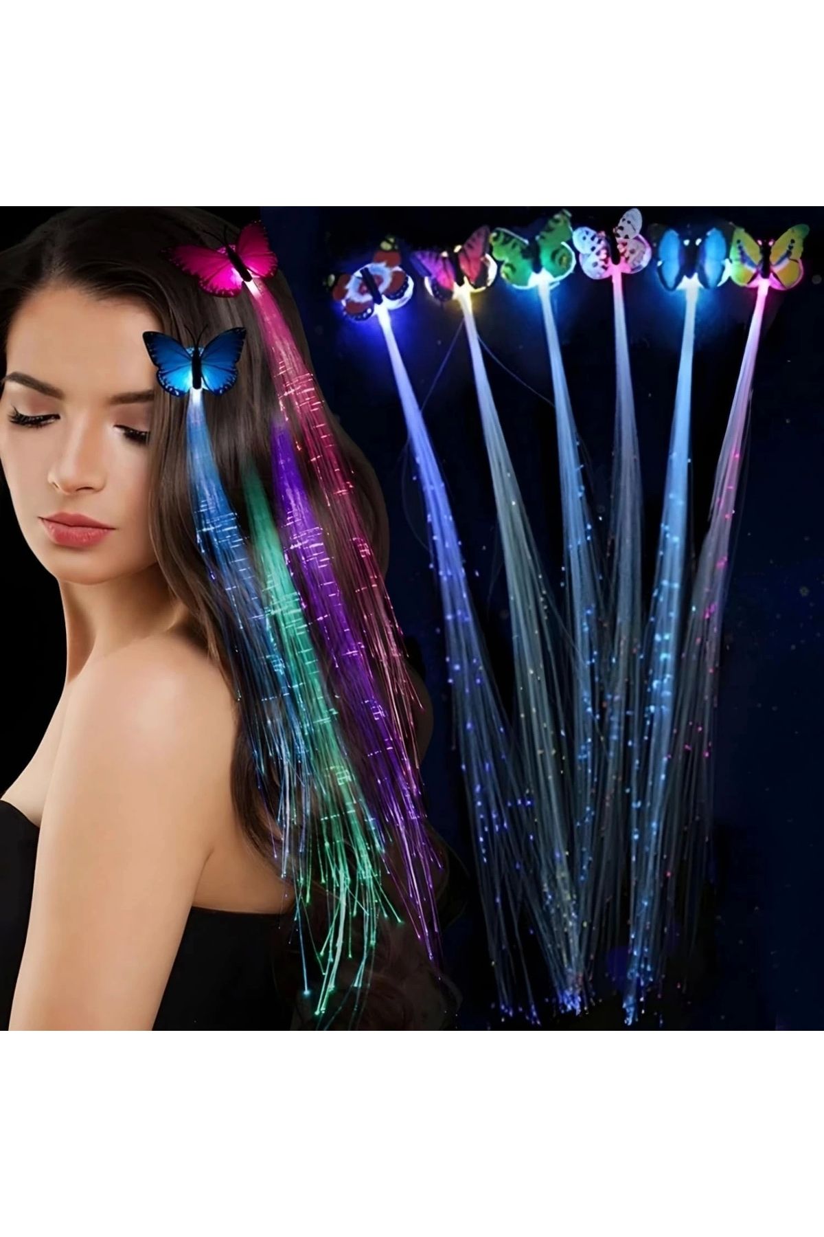 STOREMAX Led Fiber Optik Işıklı Kelebek Saç Klipsi 1 Adet (5047)