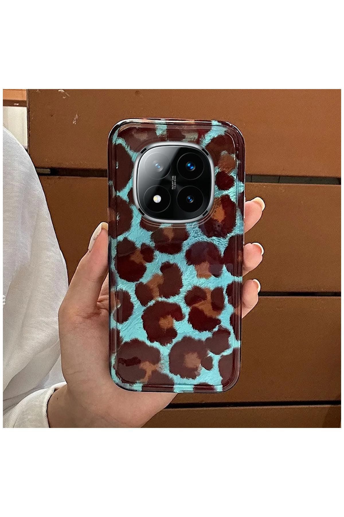 Pro Aksesuar Xiaomi Redmi Note 14 Pro Plus 5G Uyumlu Kılıf Lüx Leopar Desenli Silikon Kılıf Kahverengi