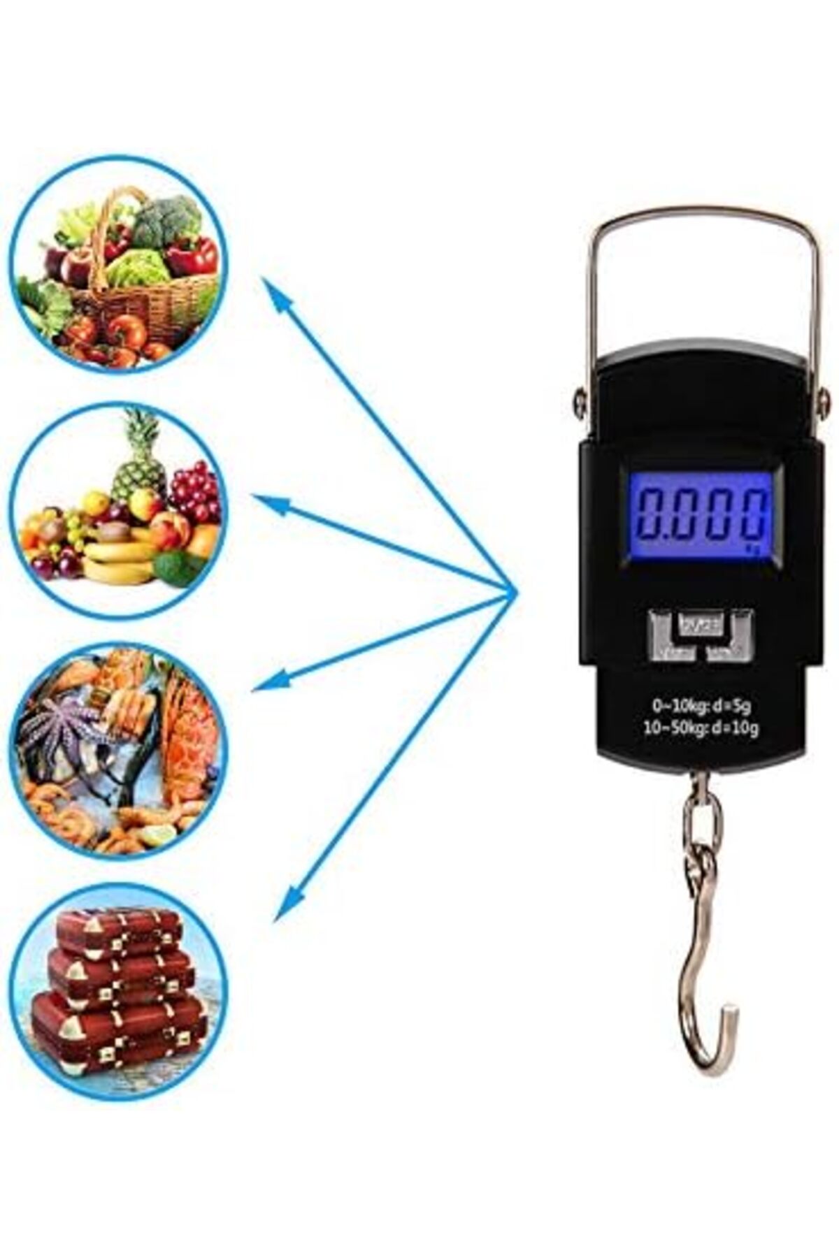 ميزان أمتعة رقمي محمول من Hyindoor - يزن حتى 50 كجم - أسود