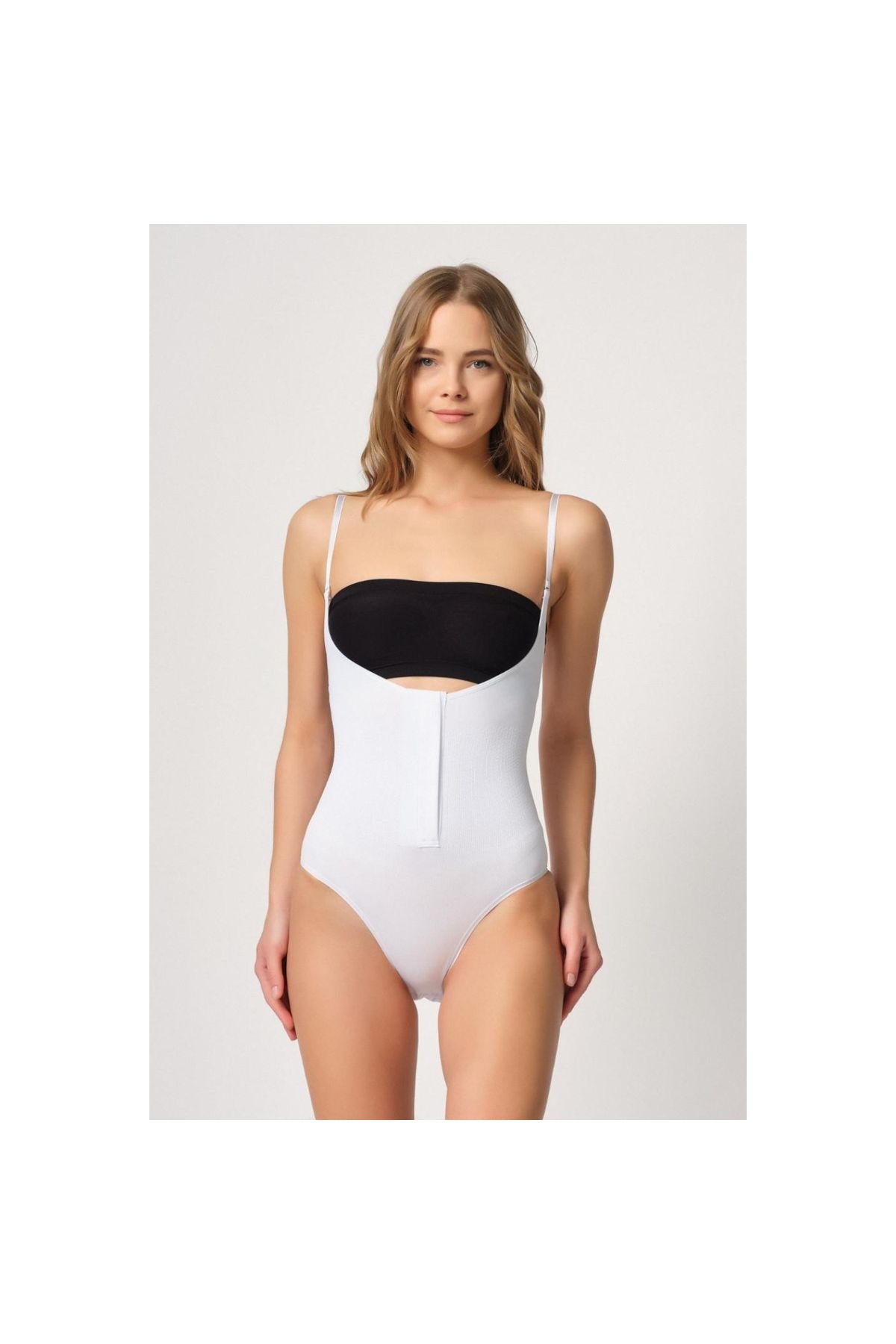 Marsilyan MODLİVE BEYAZ MI Emay 2043 Göğsü Açık Agraflı Body Korse