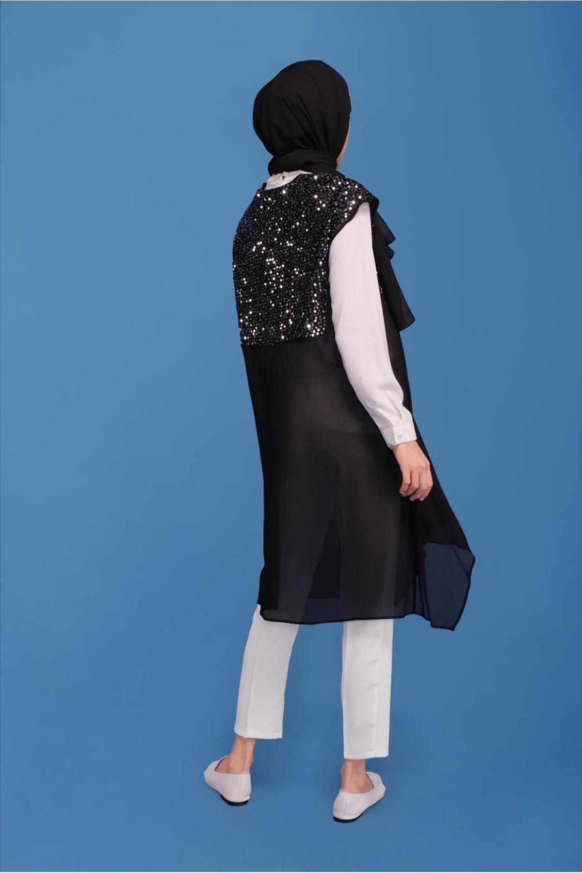 Alvina-40569 Model Double Tunic with Sequins 3