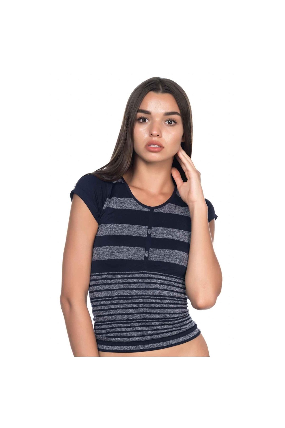 Marsilyan MODLİVE LACİVERT MI Emay 5026 Soft Seamless T Shirt