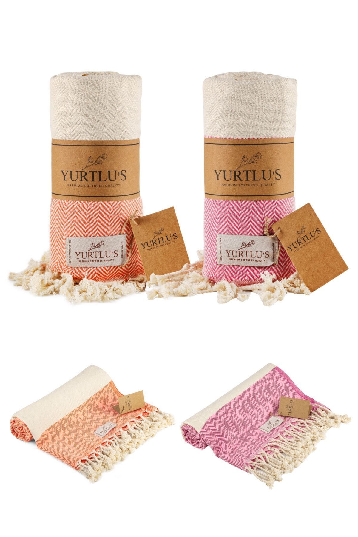 YURTLUS 2 ADET - 95x180 Cm - 100% Pamuk Peştemal Plaj , SPA ve Banyo Havlusu , Üstün Yumuşaklık