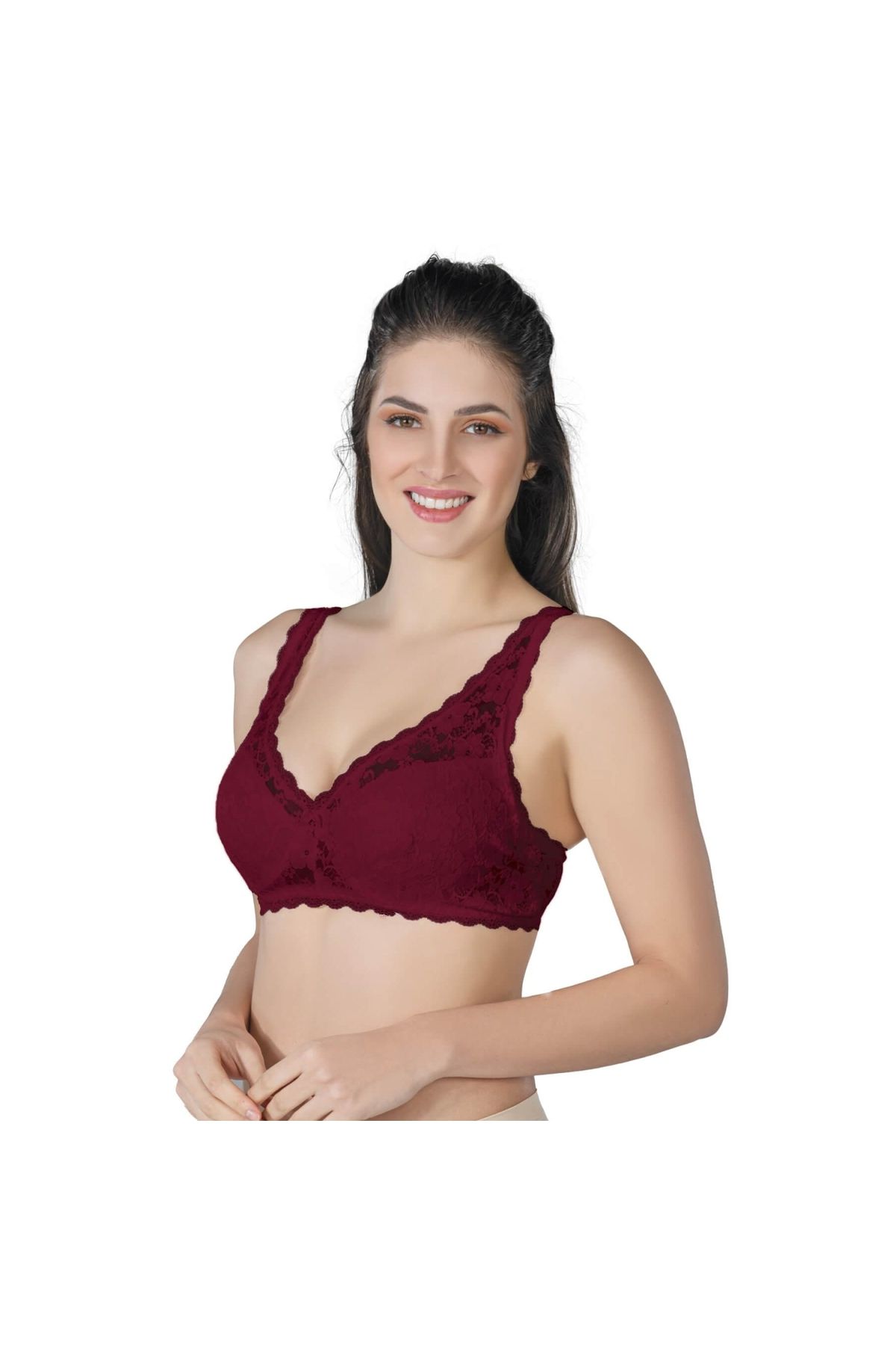 Marsilyan MODLİVE BORDO MI Emay 188 B Pedli Dantelli Telli Toparlayıcı Sütyen