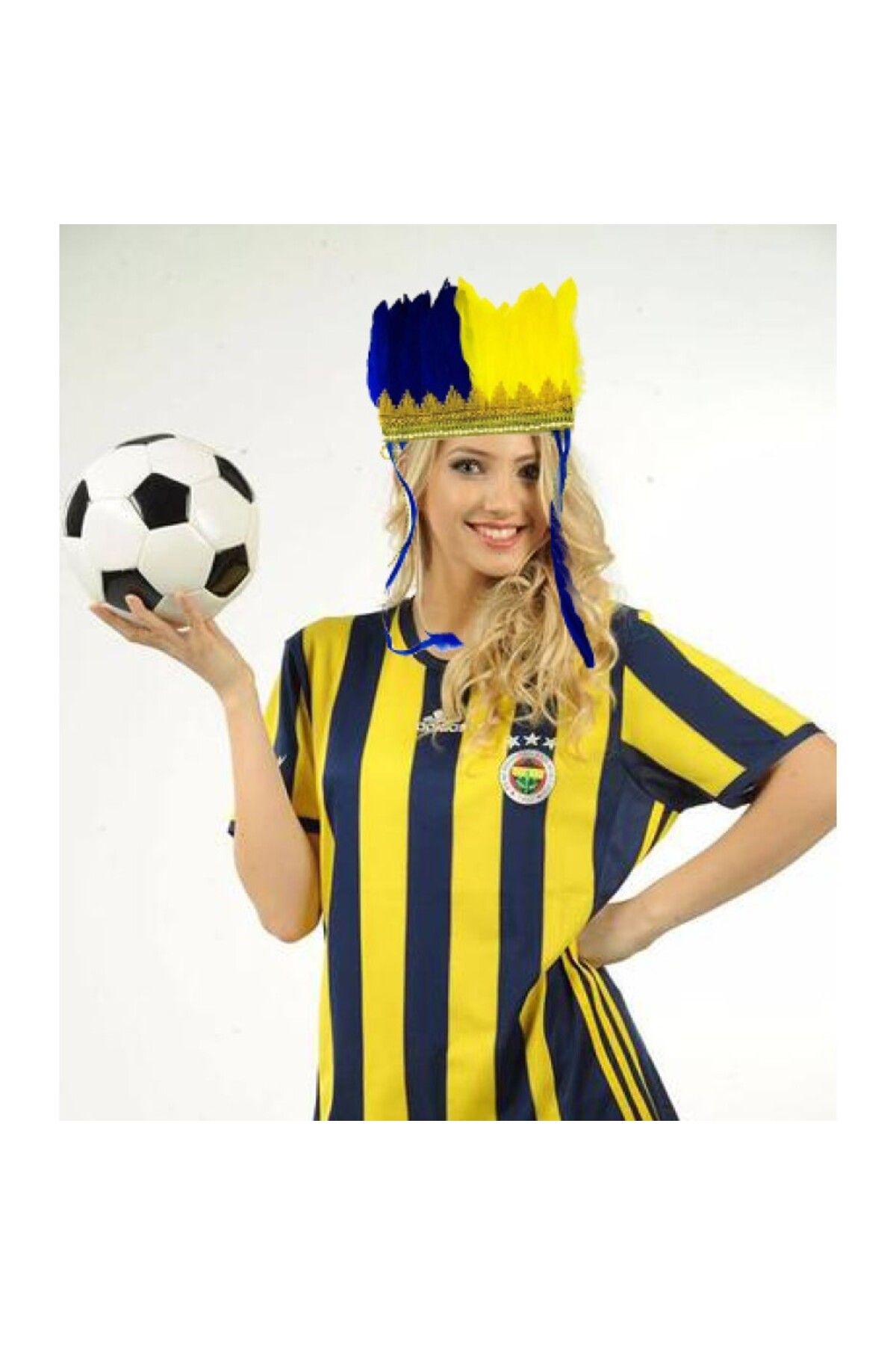 TTT Sarı Lacivert Taraftar Tüylü Saç Bandı