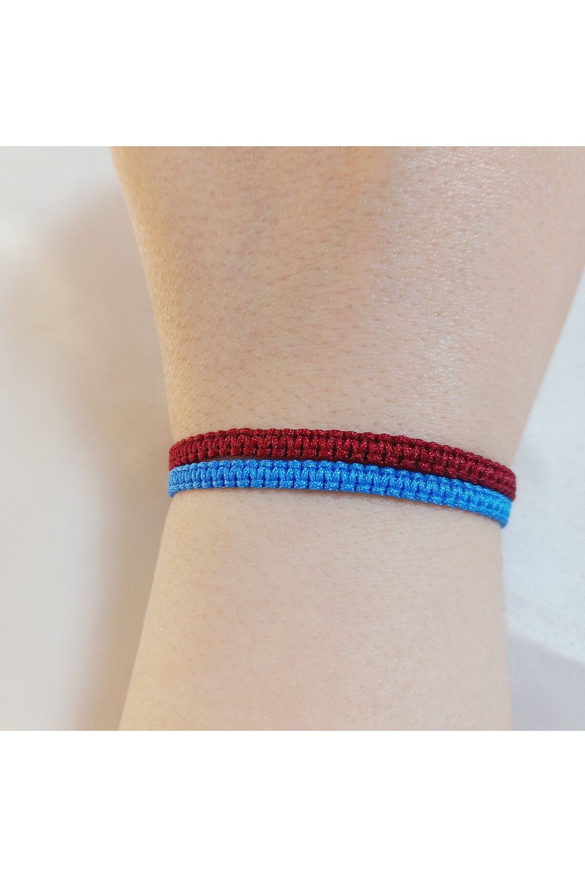 Crystal Atelier 2'li Bordo Mavi Unisex Taraftar Makrome Örgü Bilekliği-Taraftar Bileklik-Trabzonspor Bileklik