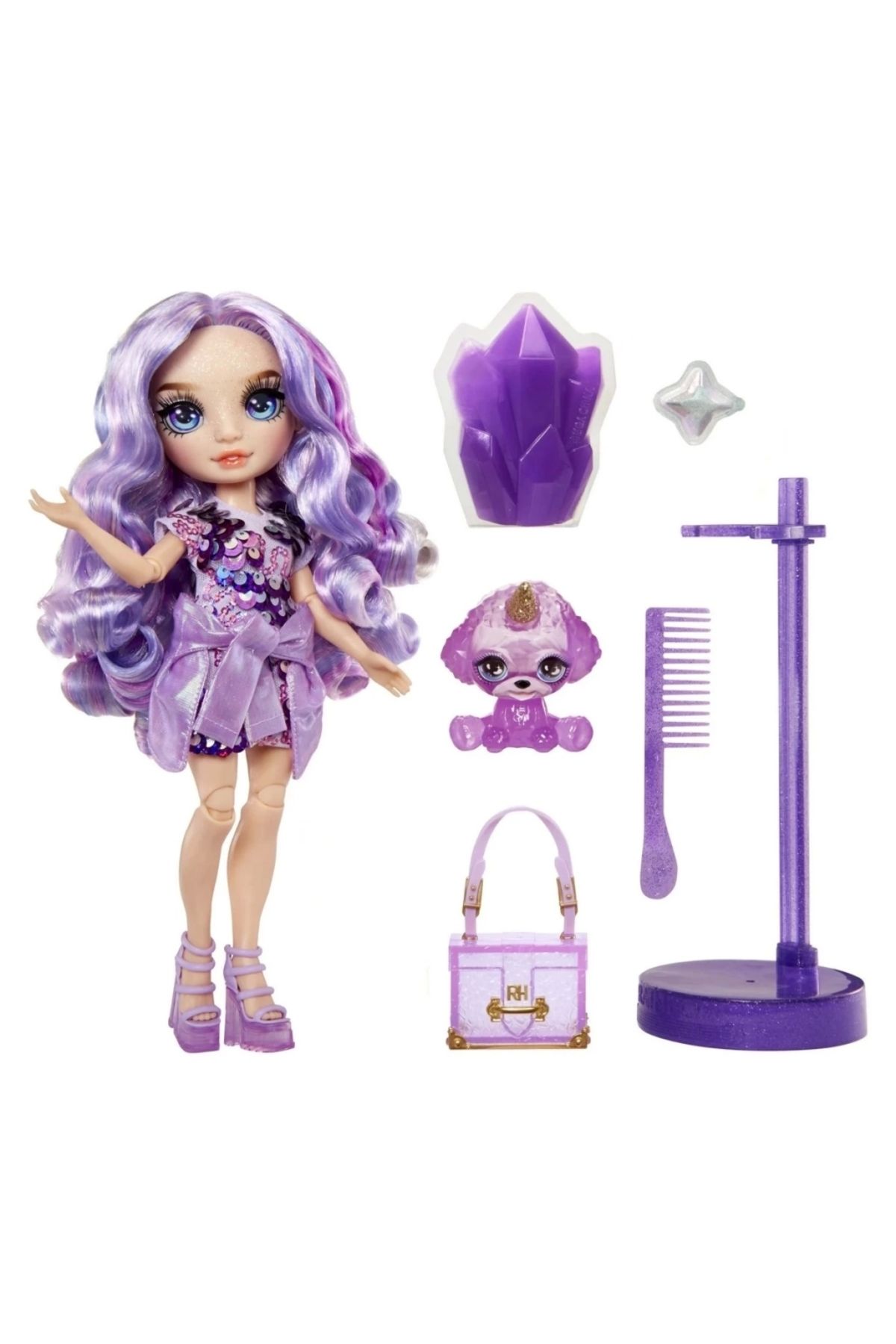 FTT SHOPPING MARKET Nessiworld Rainbow High Violet Parlak Slime ve Evcil Hayvan Serisi Bebeği