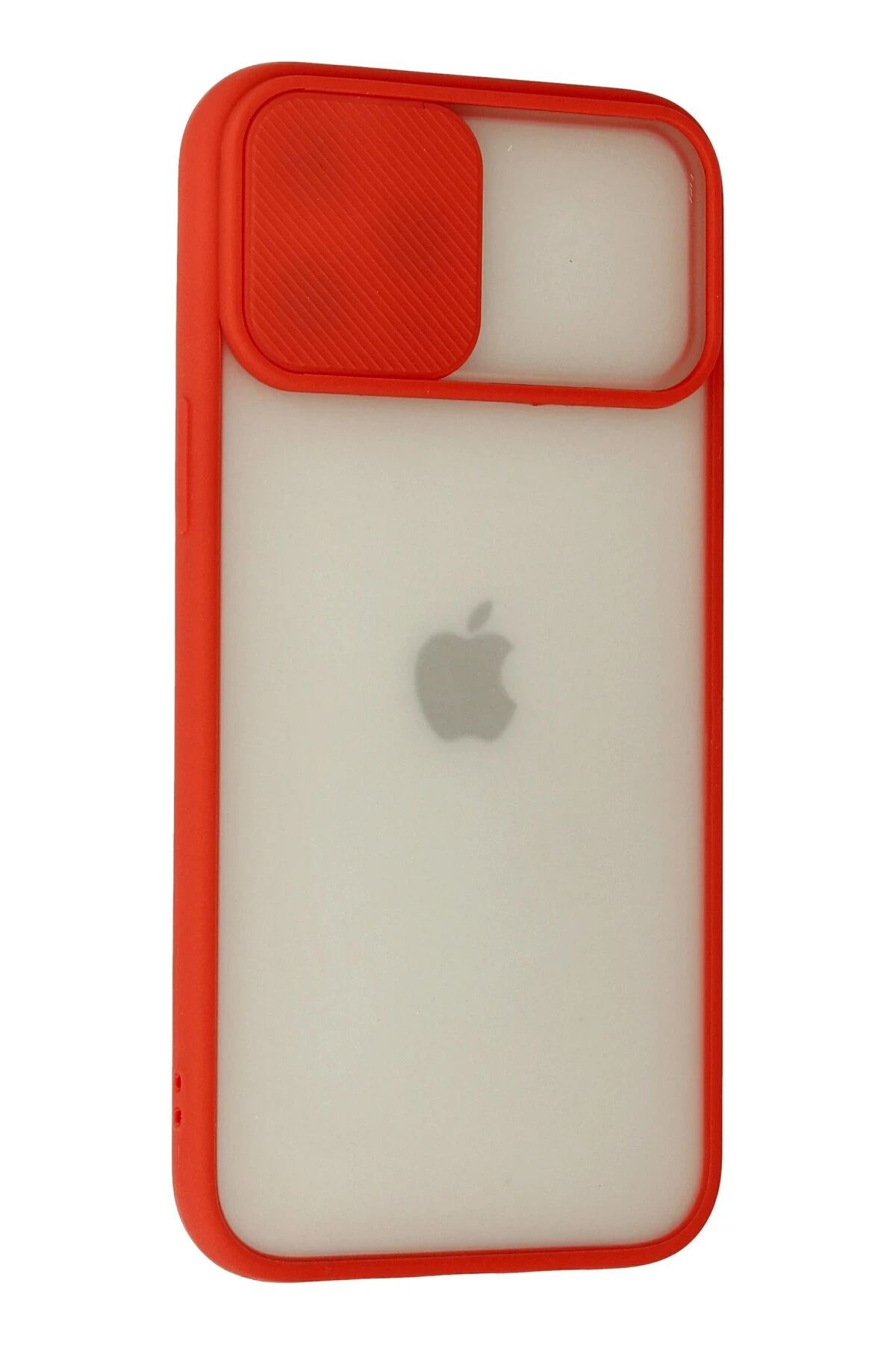 NewFace iPhone 12 Pro Max Kılıf Palm Buzlu Kamera Sürgülü Silikon - Kırmızı GLSTD