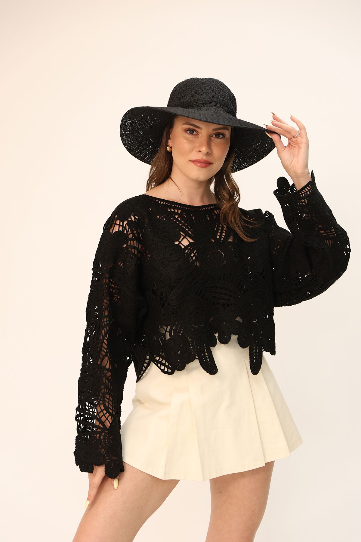 DM DİLAN MODA KADIN TIĞ İŞİ STANDART BEDEN BLUZ
