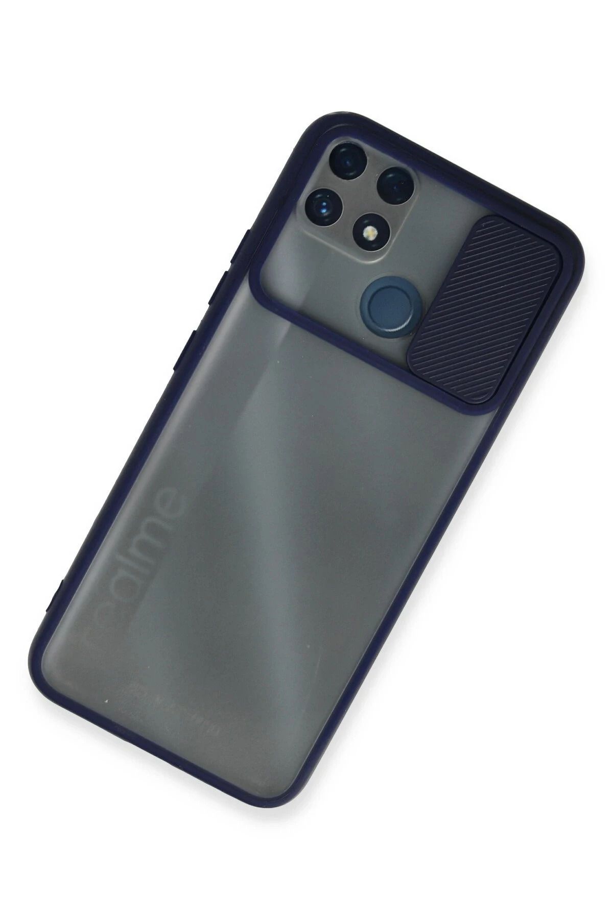 NewFace Realme C25 Kılıf Palm Buzlu Kamera Sürgülü Silikon - Lacivert SVLRS