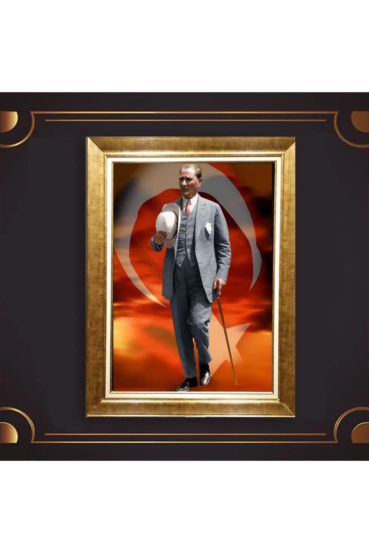 giyense ÖZEL TASARIM ÇERÇEVELİ PASPARTULU ATATÜRK TABLO A18