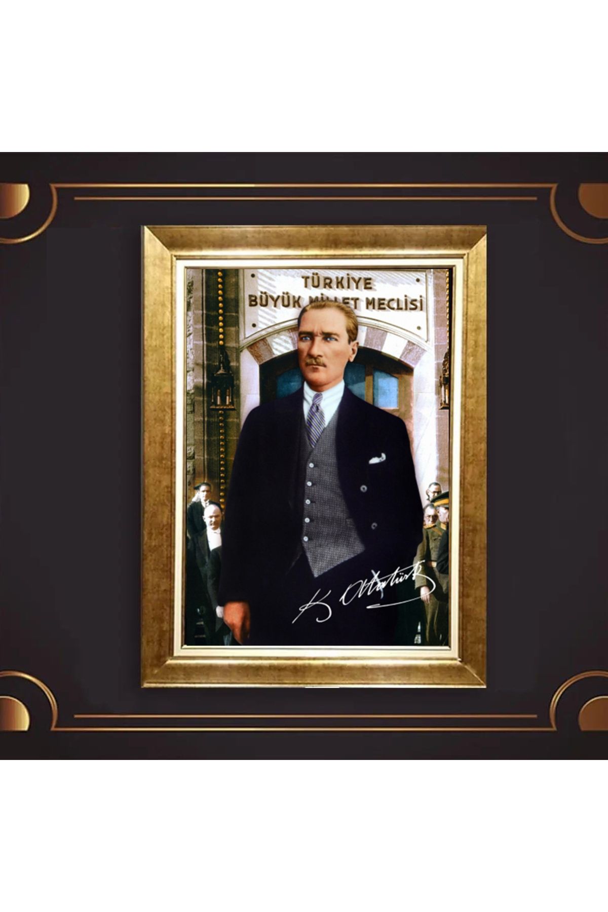 giyense ÖZEL TASARIM ÇERÇEVELİ PASPARTULU ATATÜRK TABLO A387