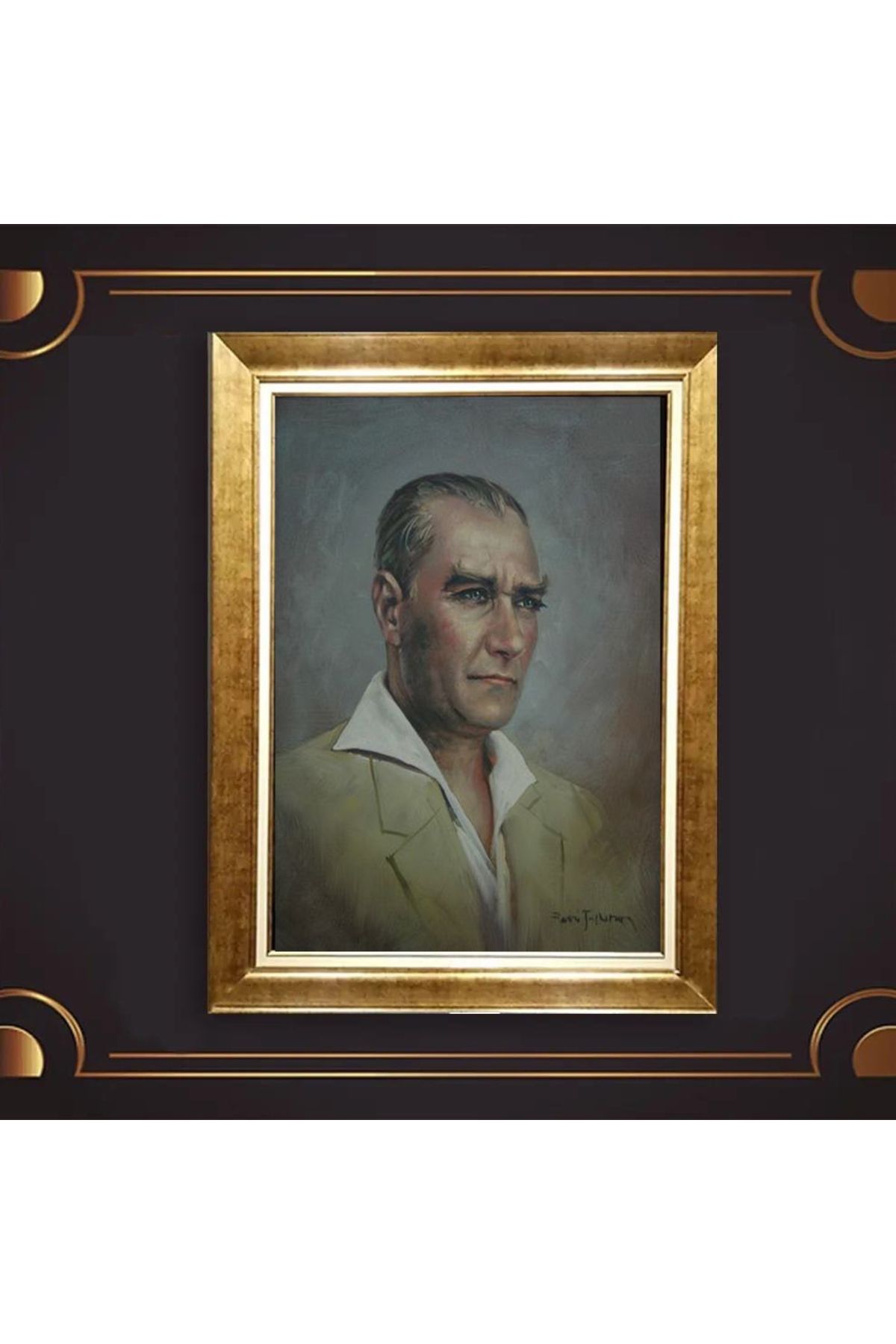 giyense ÖZEL TASARIM ÇERÇEVELİ PASPARTULU ATATÜRK TABLO A154