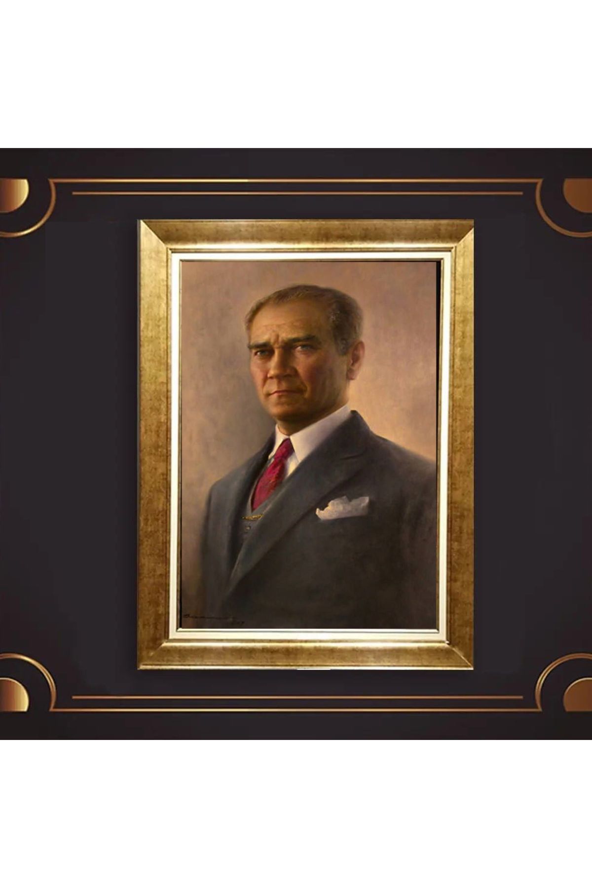 giyense ÖZEL TASARIM ÇERÇEVELİ PASPARTULU ATATÜRK TABLO A33
