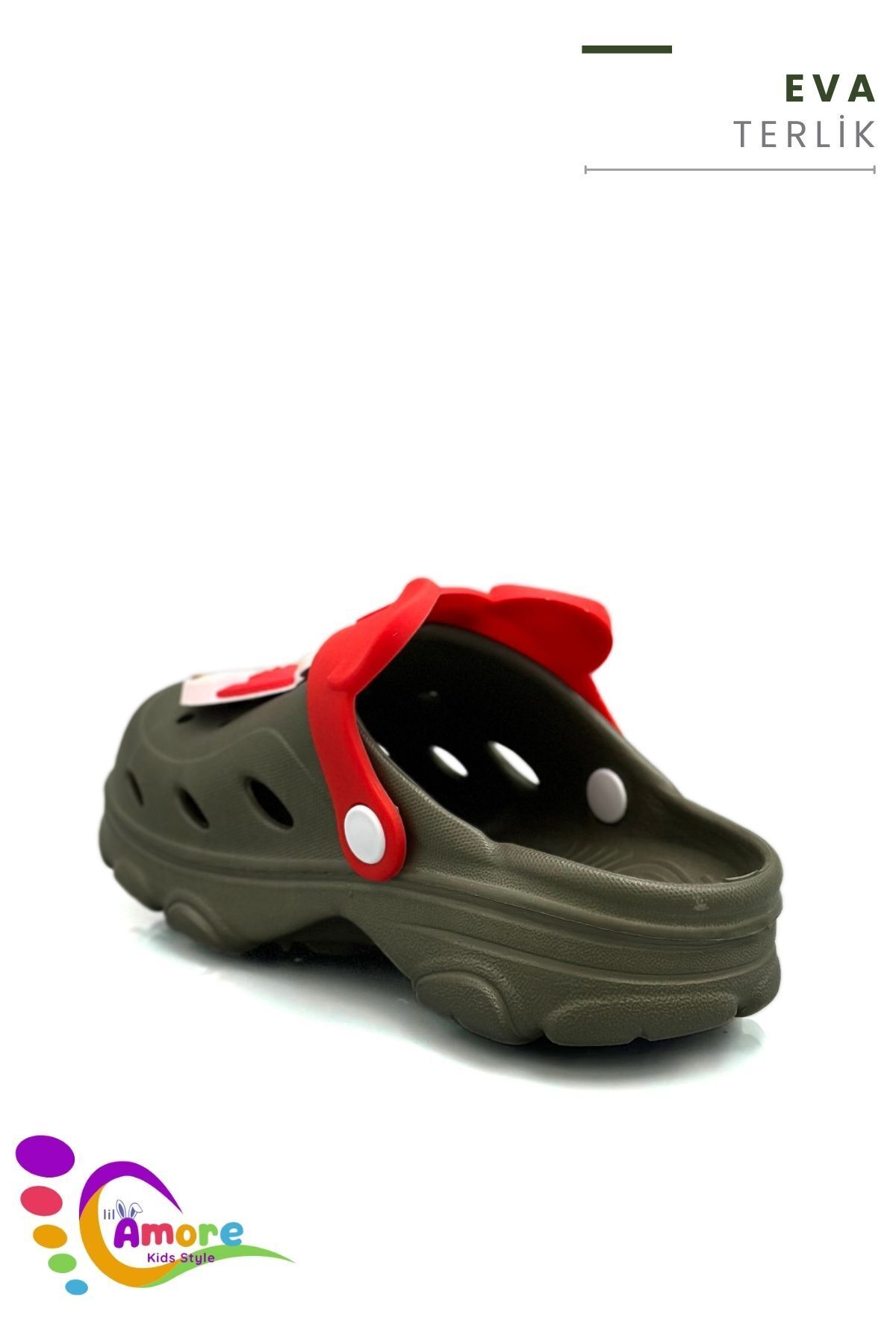 sermoda-Eyeglasses Pattern Teddy Bear Eva Kids Beach Pool Slippers Sabo Slippers Khaki Red 6