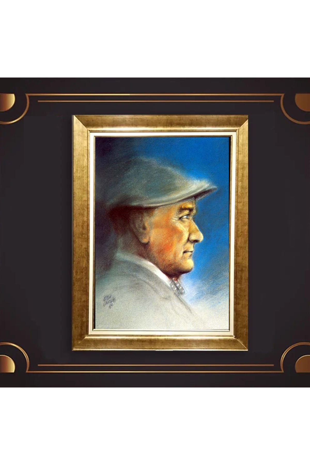 giyense ÖZEL TASARIM ÇERÇEVELİ PASPARTULU ATATÜRK TABLO A127