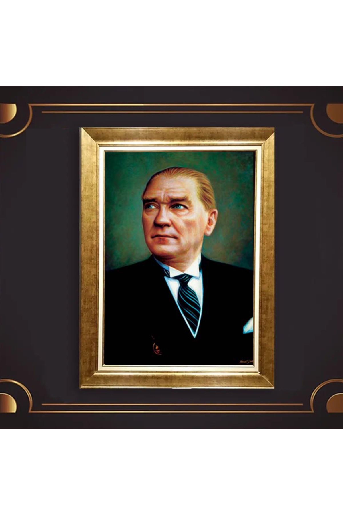 giyense ÖZEL TASARIM ÇERÇEVELİ PASPARTULU ATATÜRK TABLO A190