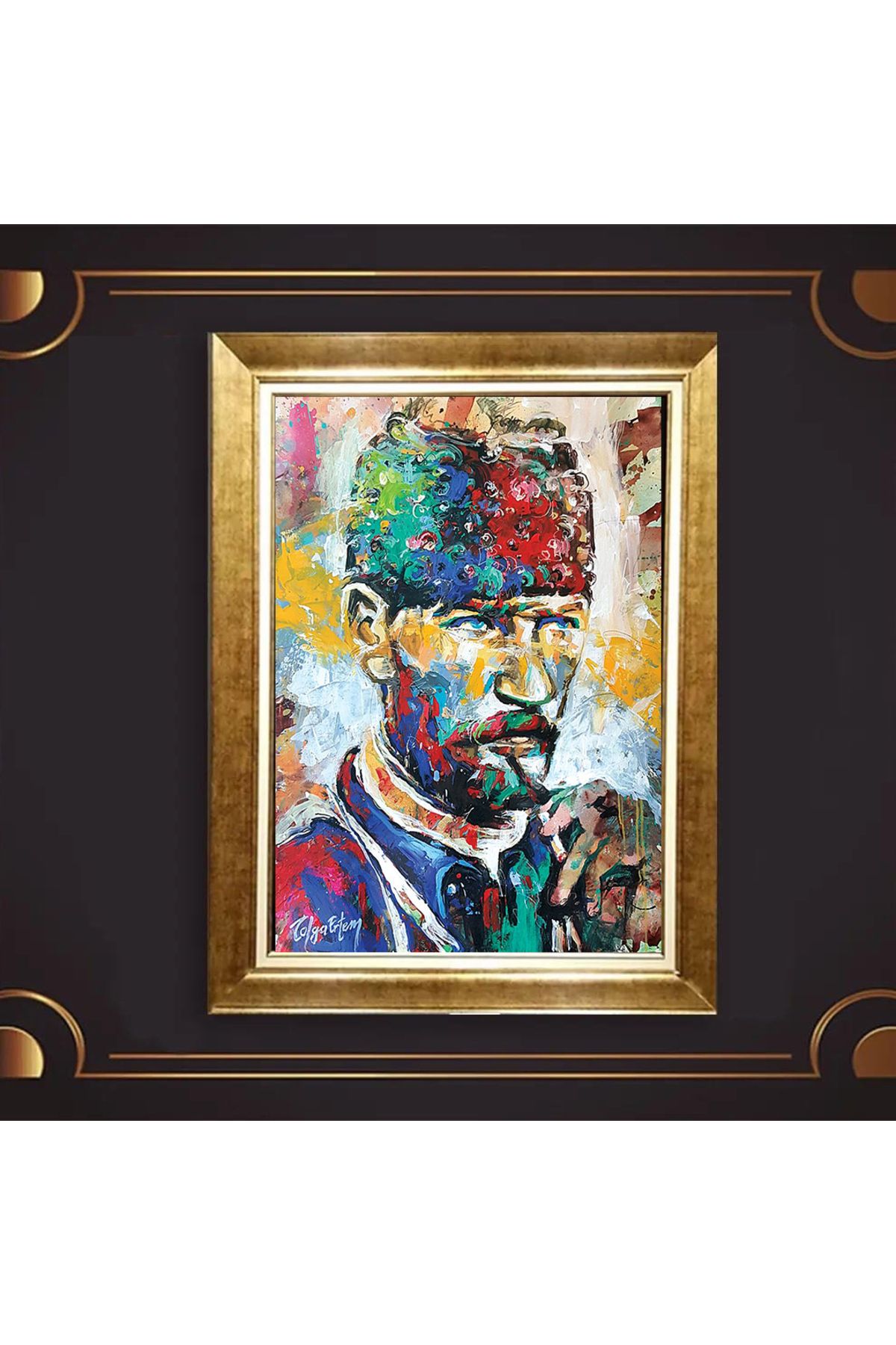 giyense ÖZEL TASARIM ÇERÇEVELİ PASPARTULU ATATÜRK TABLO A532