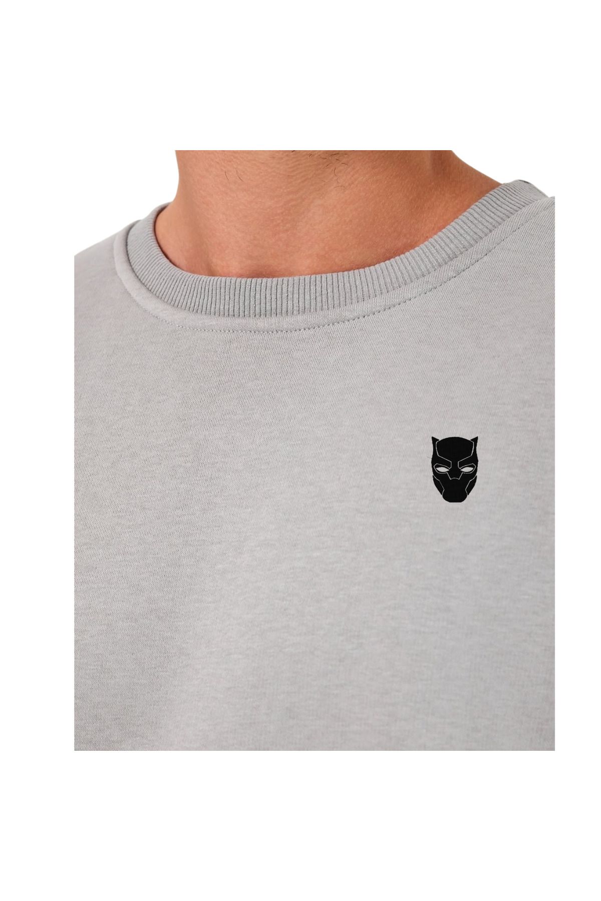 ChapellaSocks Black Panther Desen Nakışlı Unisex Sweatshirt- %100 Pamuk ve Rahat!