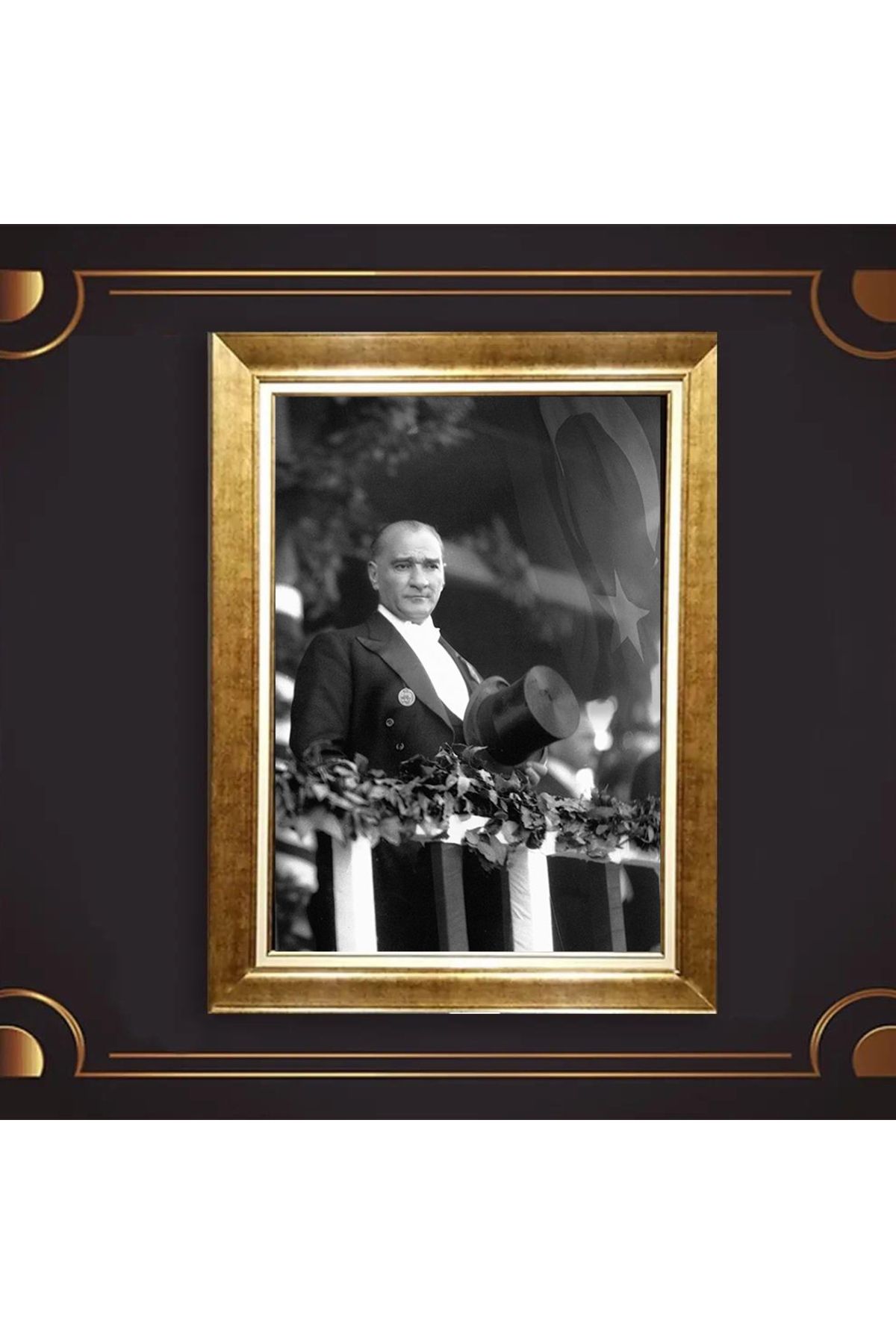 giyense ÖZEL TASARIM ÇERÇEVELİ PASPARTULU ATATÜRK TABLO A711