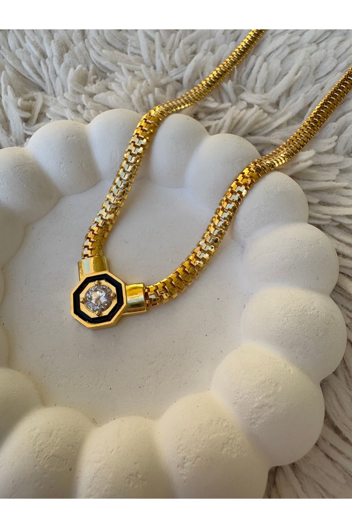 Gleemy accesories Altın kaplama zirkon taşlı serenay şık kadın kolye