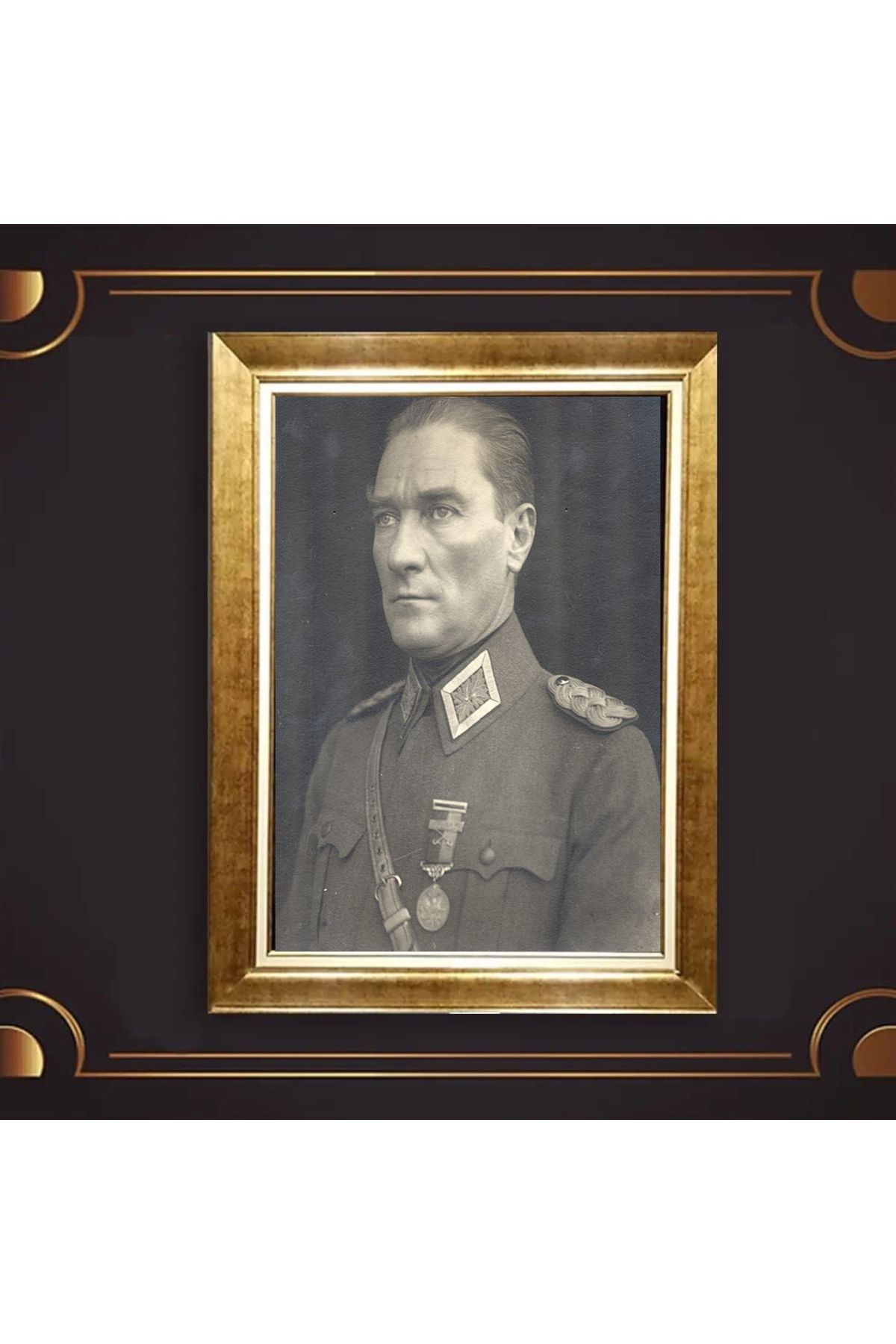giyense ÖZEL TASARIM ÇERÇEVELİ PASPARTULU ATATÜRK TABLO A782