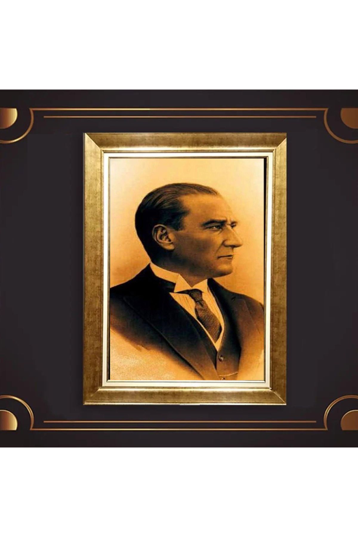 giyense ÖZEL TASARIM ÇERÇEVELİ PASPARTULU ATATÜRK TABLO A37