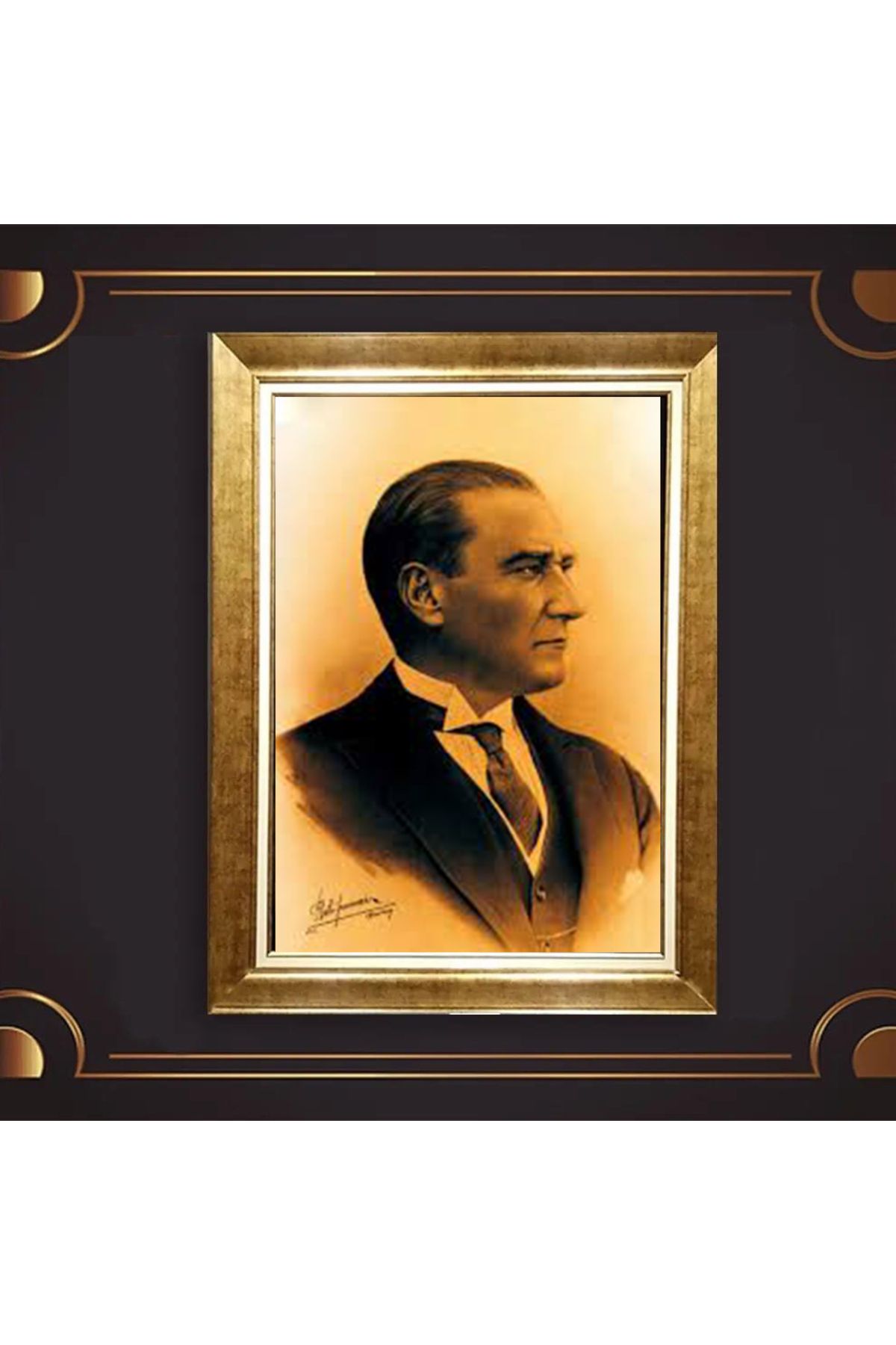 giyense ÖZEL TASARIM ÇERÇEVELİ PASPARTULU ATATÜRK TABLO A674