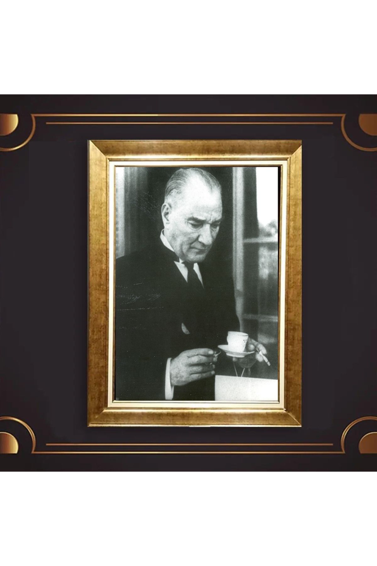 giyense ÖZEL TASARIM ÇERÇEVELİ PASPARTULU ATATÜRK TABLO A762