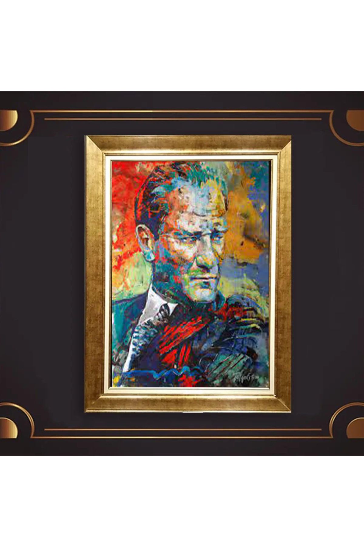 giyense ÖZEL TASARIM ÇERÇEVELİ PASPARTULU ATATÜRK TABLO A749