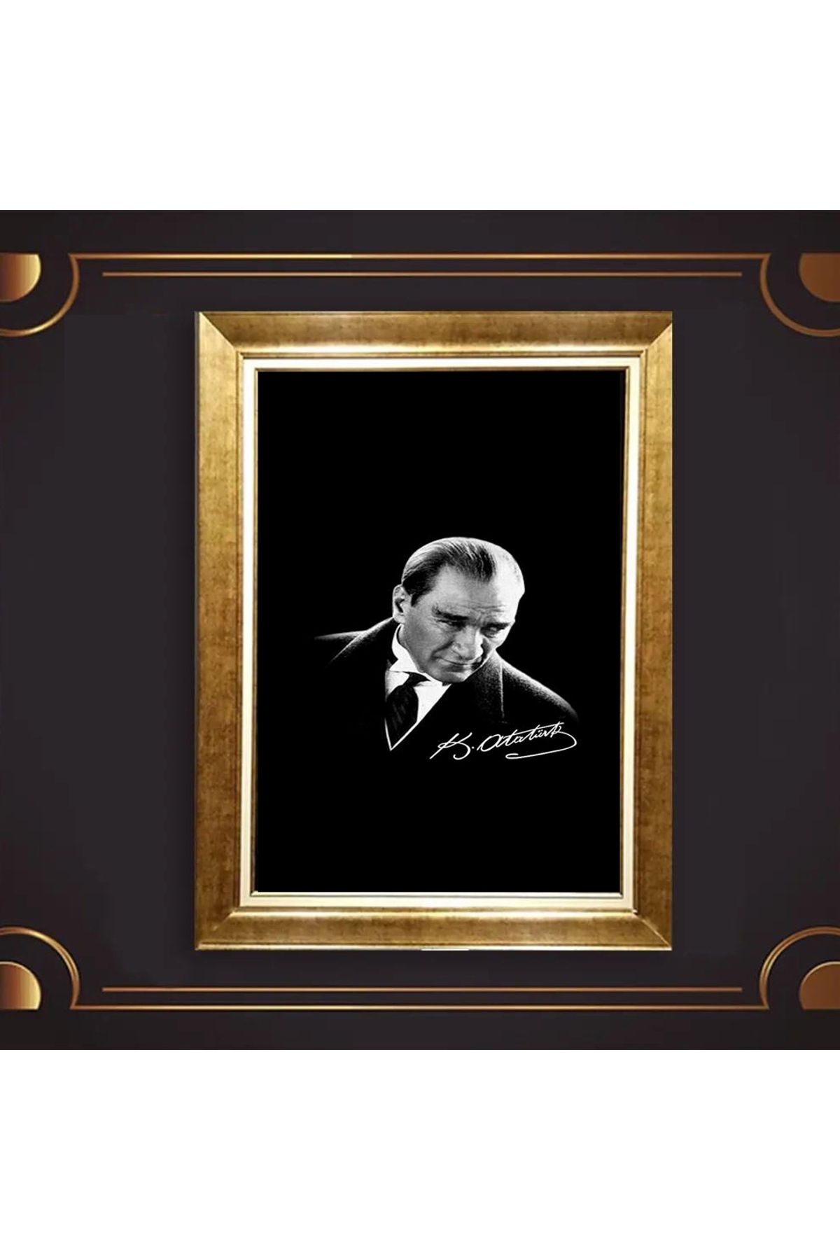 giyense ÖZEL TASARIM ÇERÇEVELİ PASPARTULU ATATÜRK TABLO A754