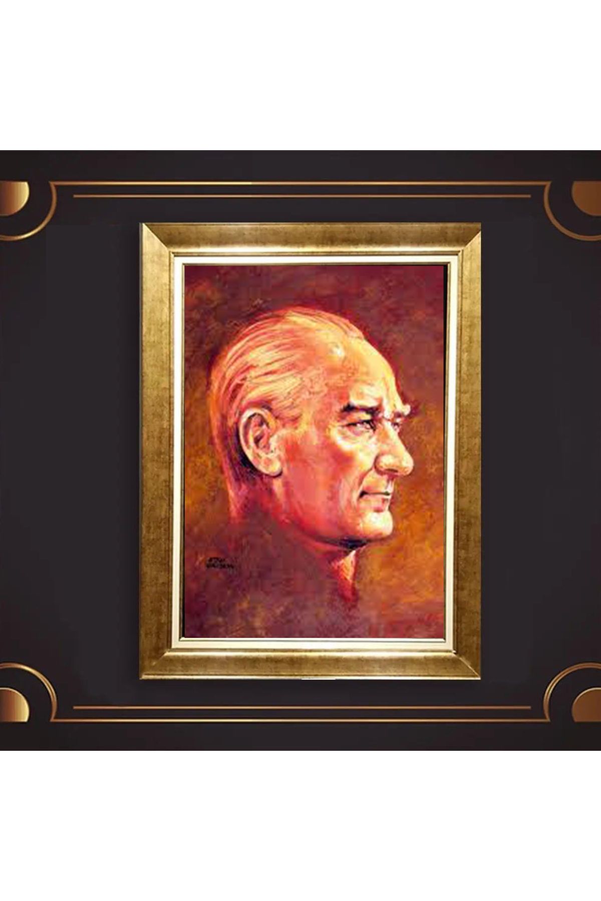 giyense ÖZEL TASARIM ÇERÇEVELİ PASPARTULU ATATÜRK TABLO A773