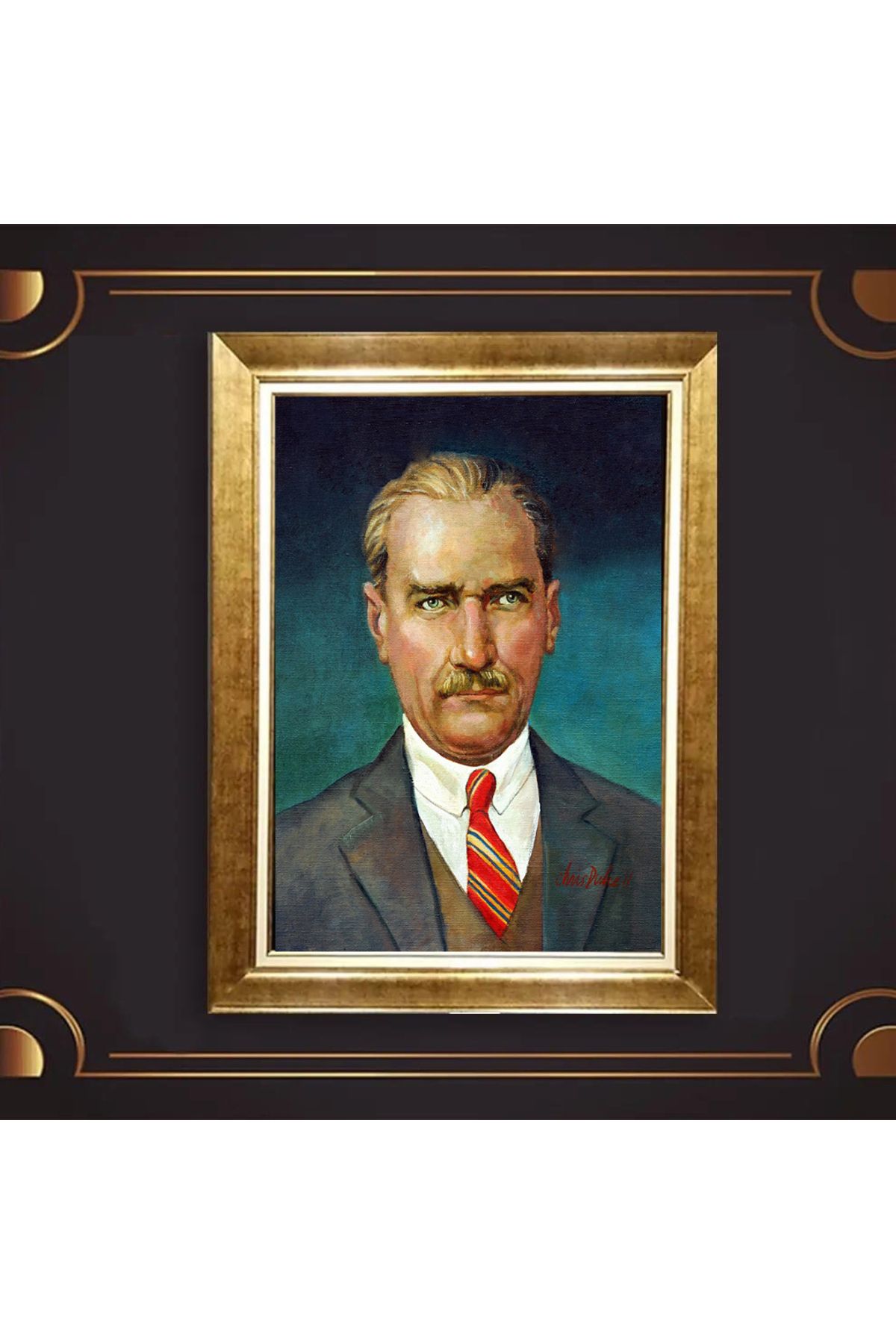 giyense ÖZEL TASARIM ÇERÇEVELİ PASPARTULU ATATÜRK TABLO A514