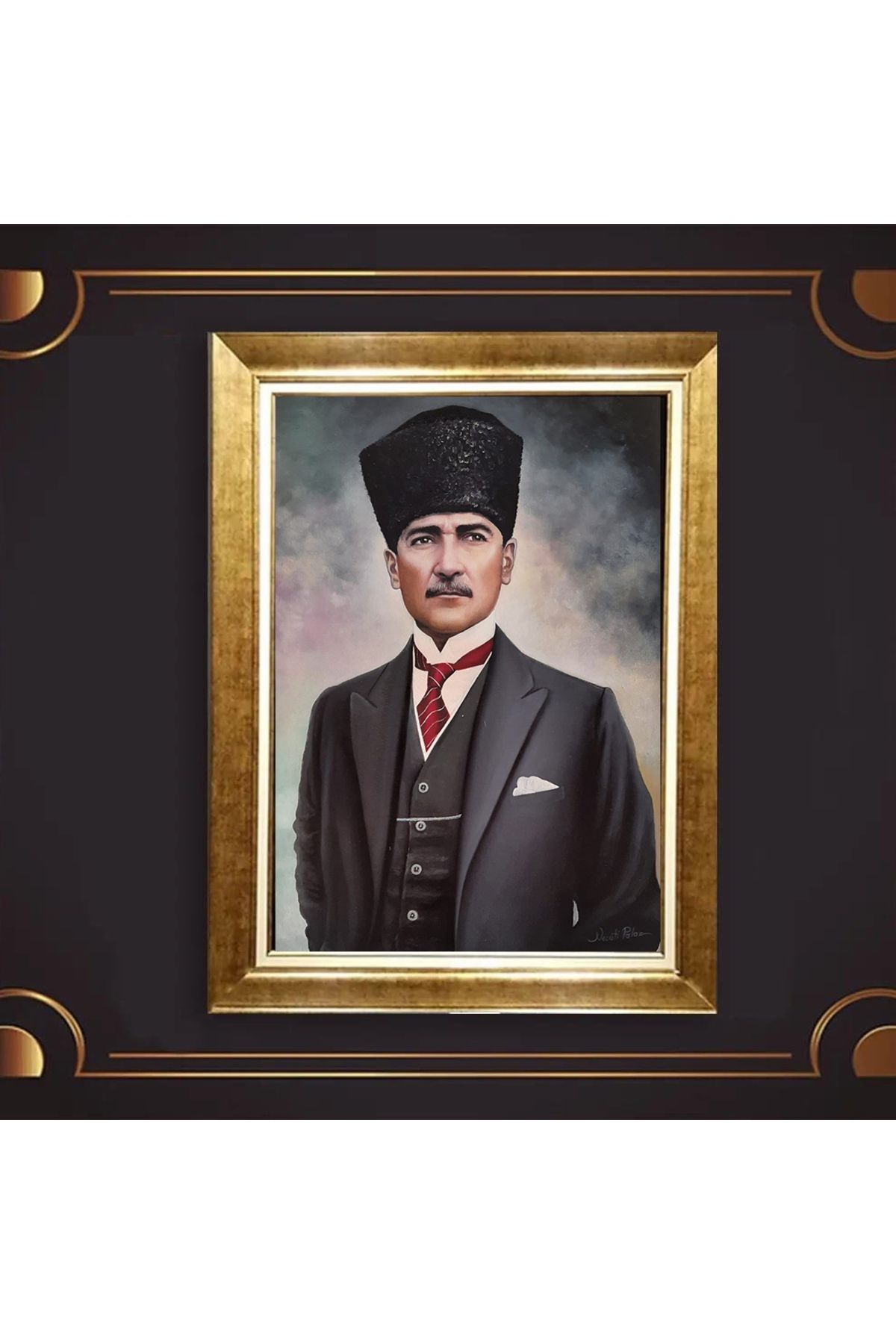 giyense ÖZEL TASARIM ÇERÇEVELİ PASPARTULU ATATÜRK TABLO A794
