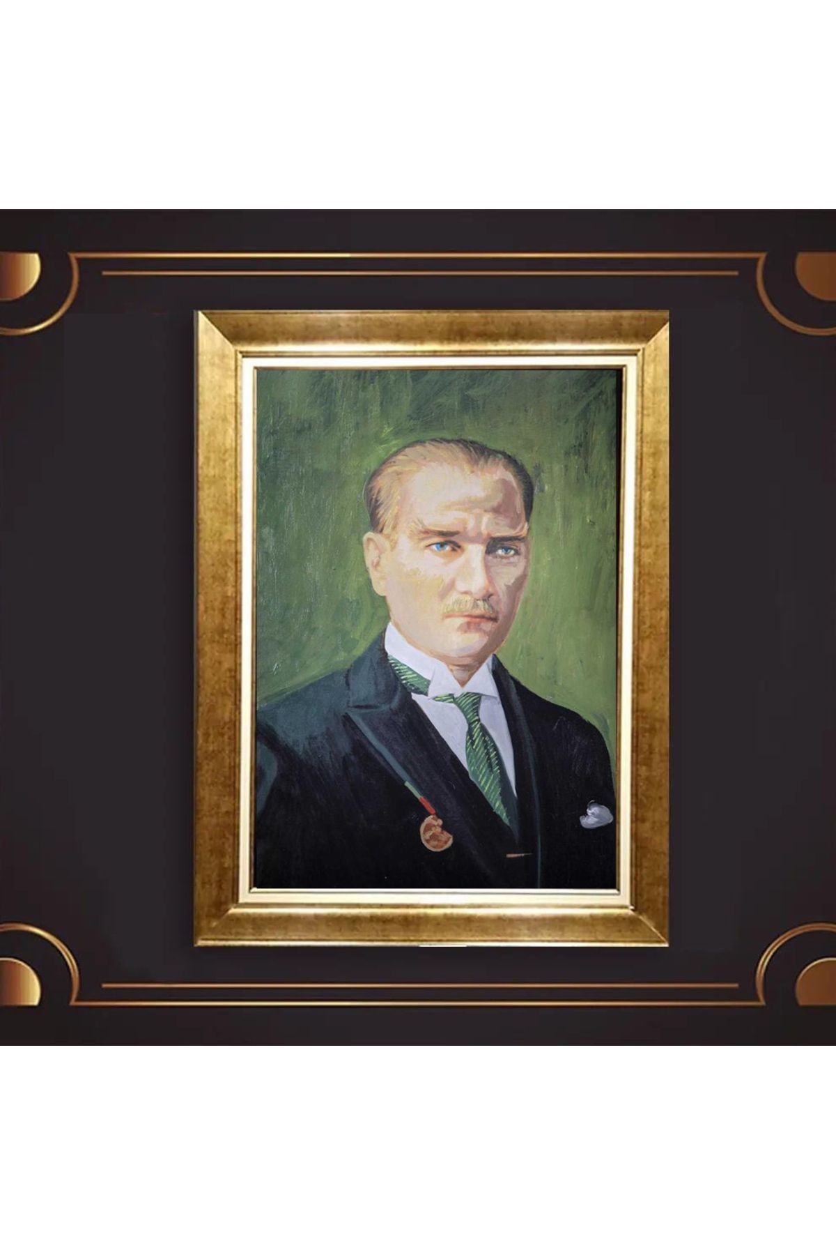 giyense ÖZEL TASARIM ÇERÇEVELİ PASPARTULU ATATÜRK TABLO A56